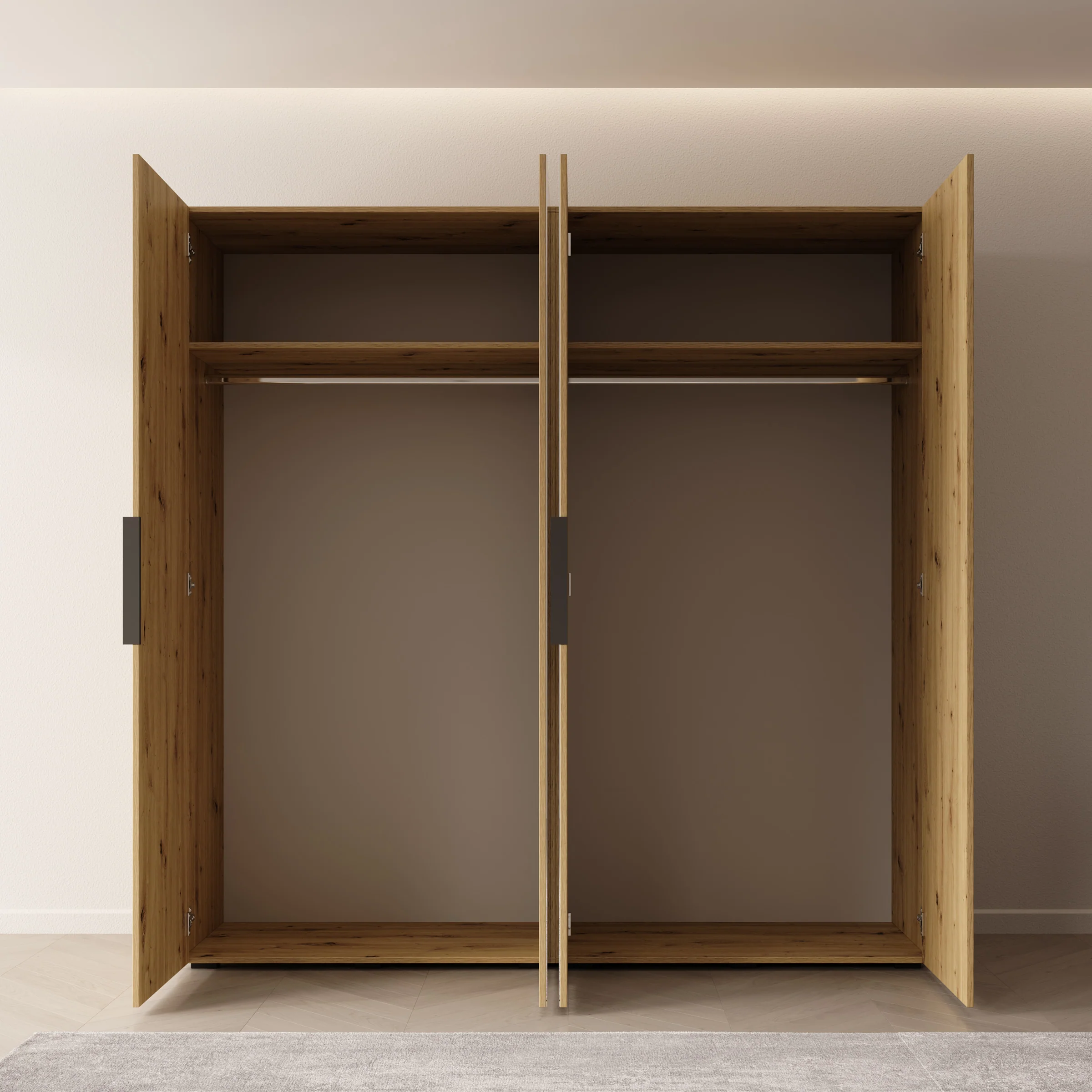 Marquesa - Kledingkast met spiegel - Eiken - 200x50x202 cm - Image 2