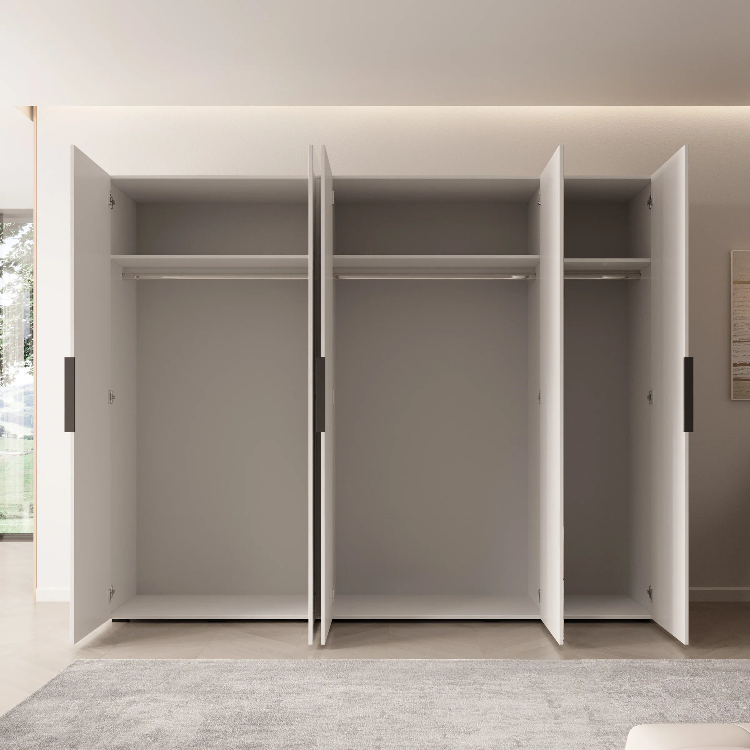 Marquesa - Kledingkast met spiegel - Wit - 250x50x202 cm - Image 2