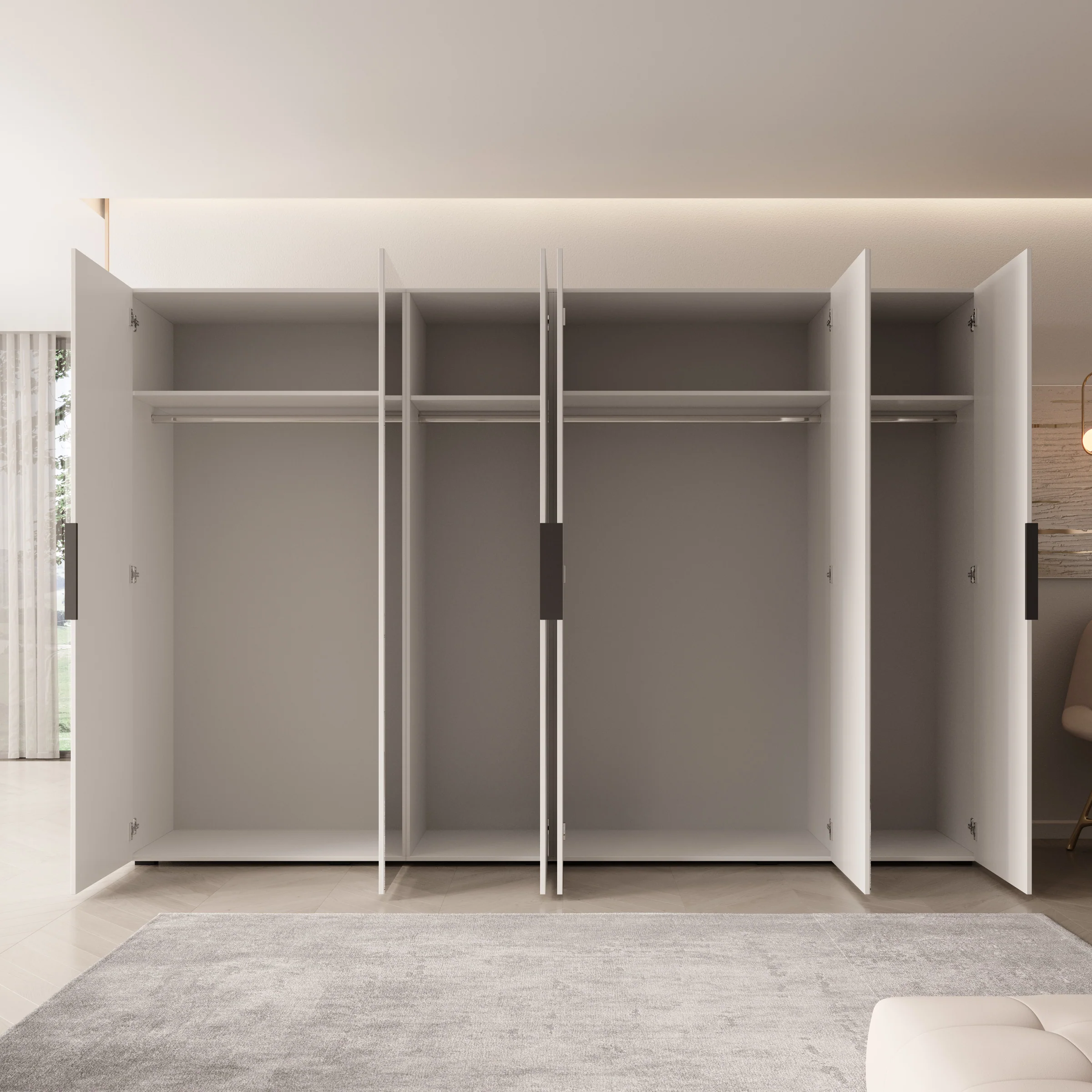 Marquesa - Kledingkast met spiegel - Wit - 300x50x202 cm - Image 2