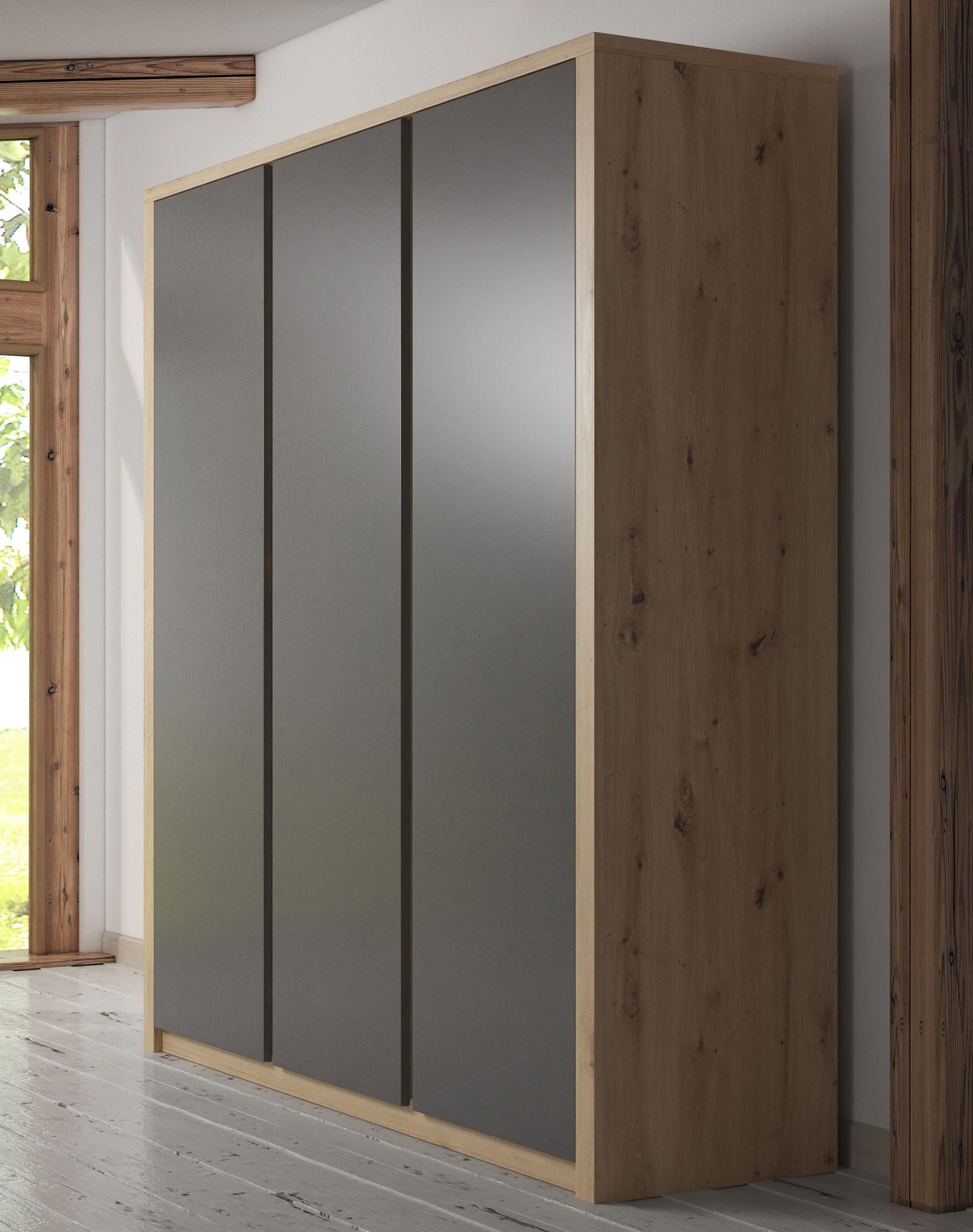 Melody - Kledingkast 3-deurs - Grijs/eiken - 166x53x197 cm - Image 3