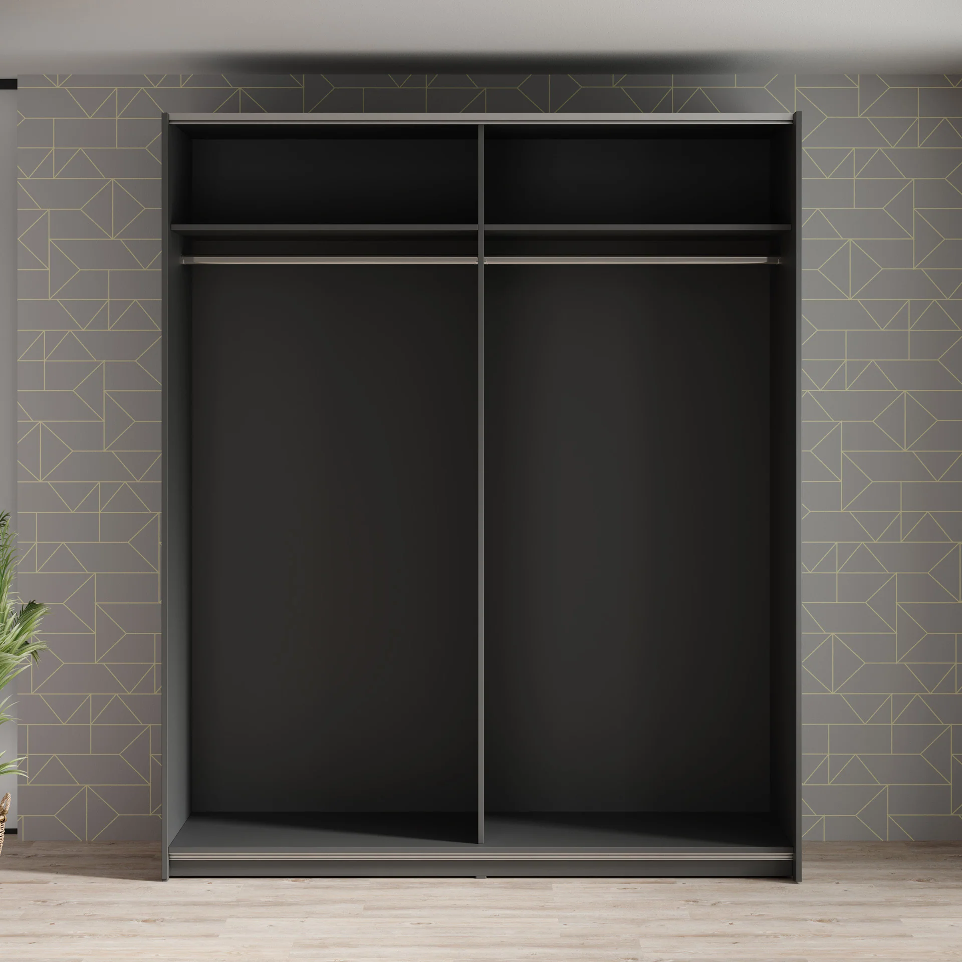 Mendoza - Kledingkast met schuifdeuren - Antraciet - 170x59x205 cm - Image 3