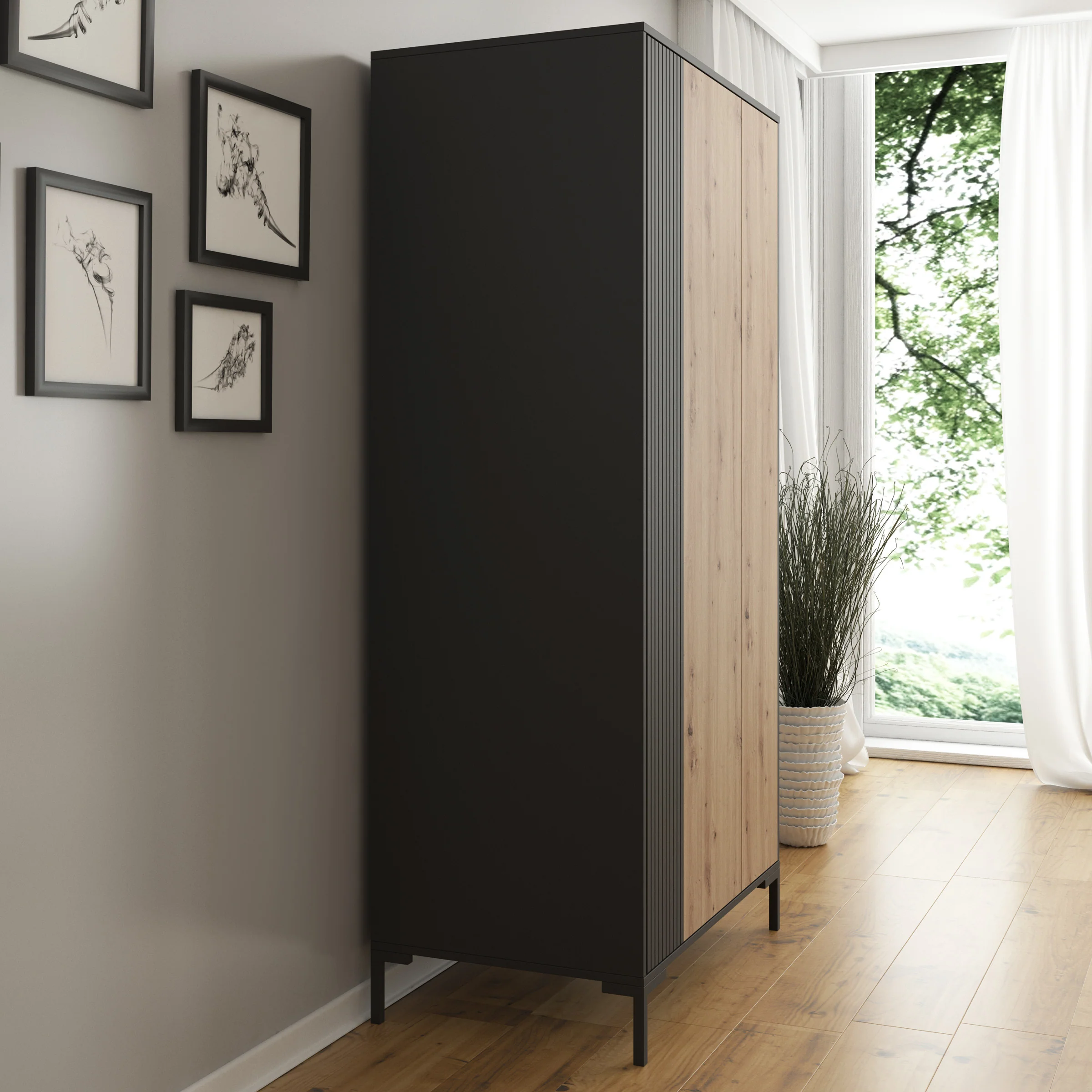 Molina - Kledingkast 2-deurs - Eiken - 90x55x184 cm - Image 4