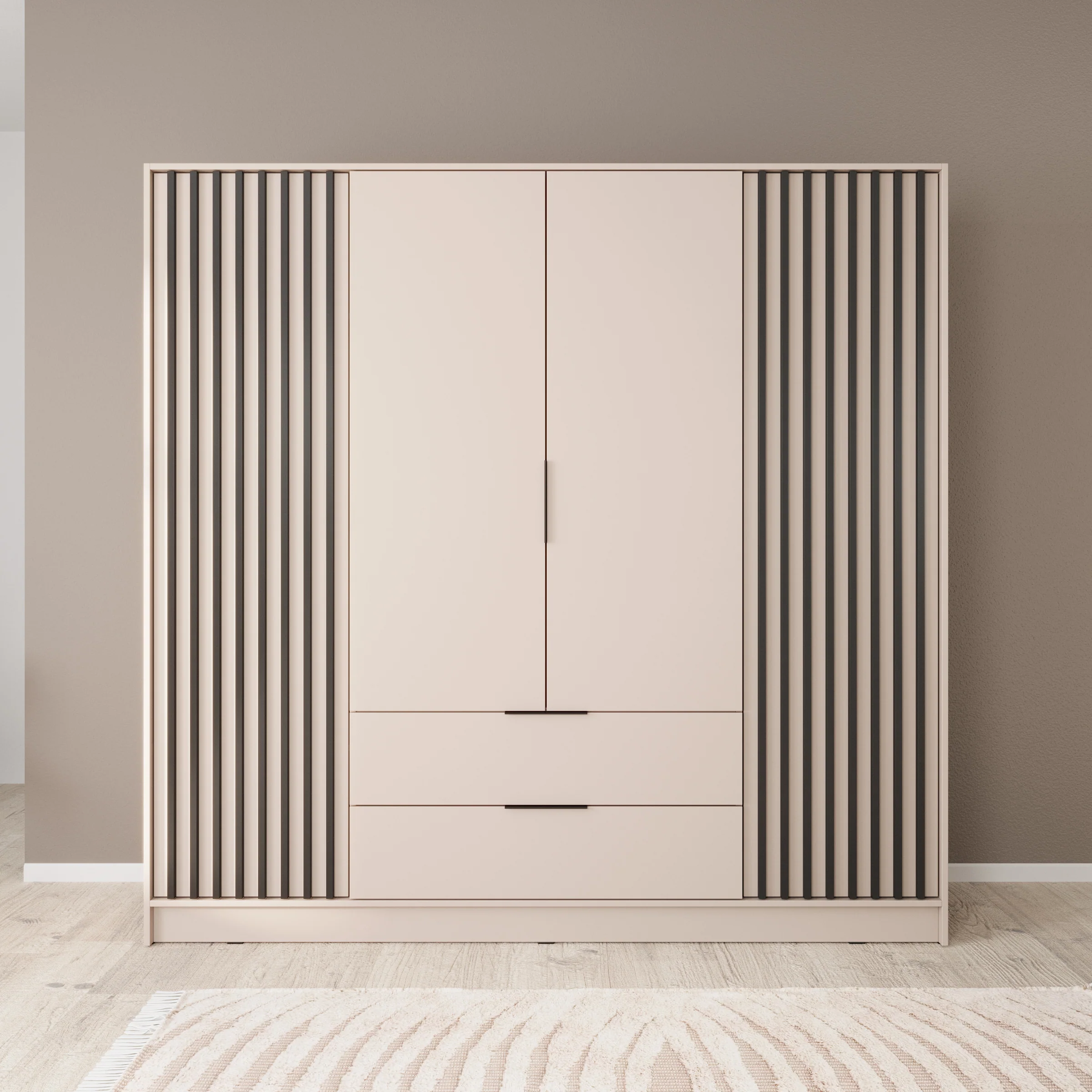 Nairobi - Kledingkast 4-deurs - Beige/zwart - 206x51x200 cm - Image 3