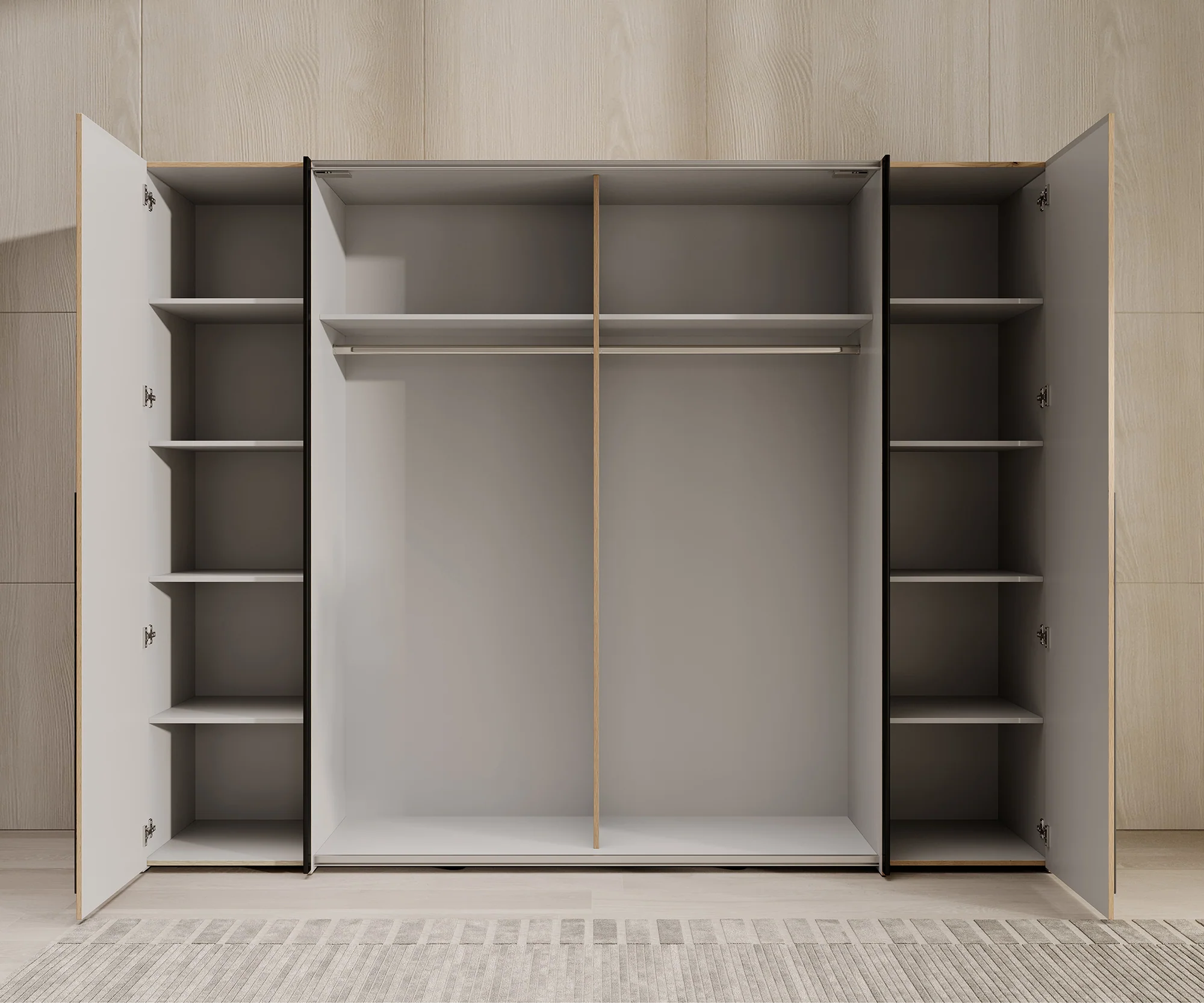 Nassau - Kledingkast met schuifdeuren - Eiken/grijs - 270x61x210 cm - Image 3