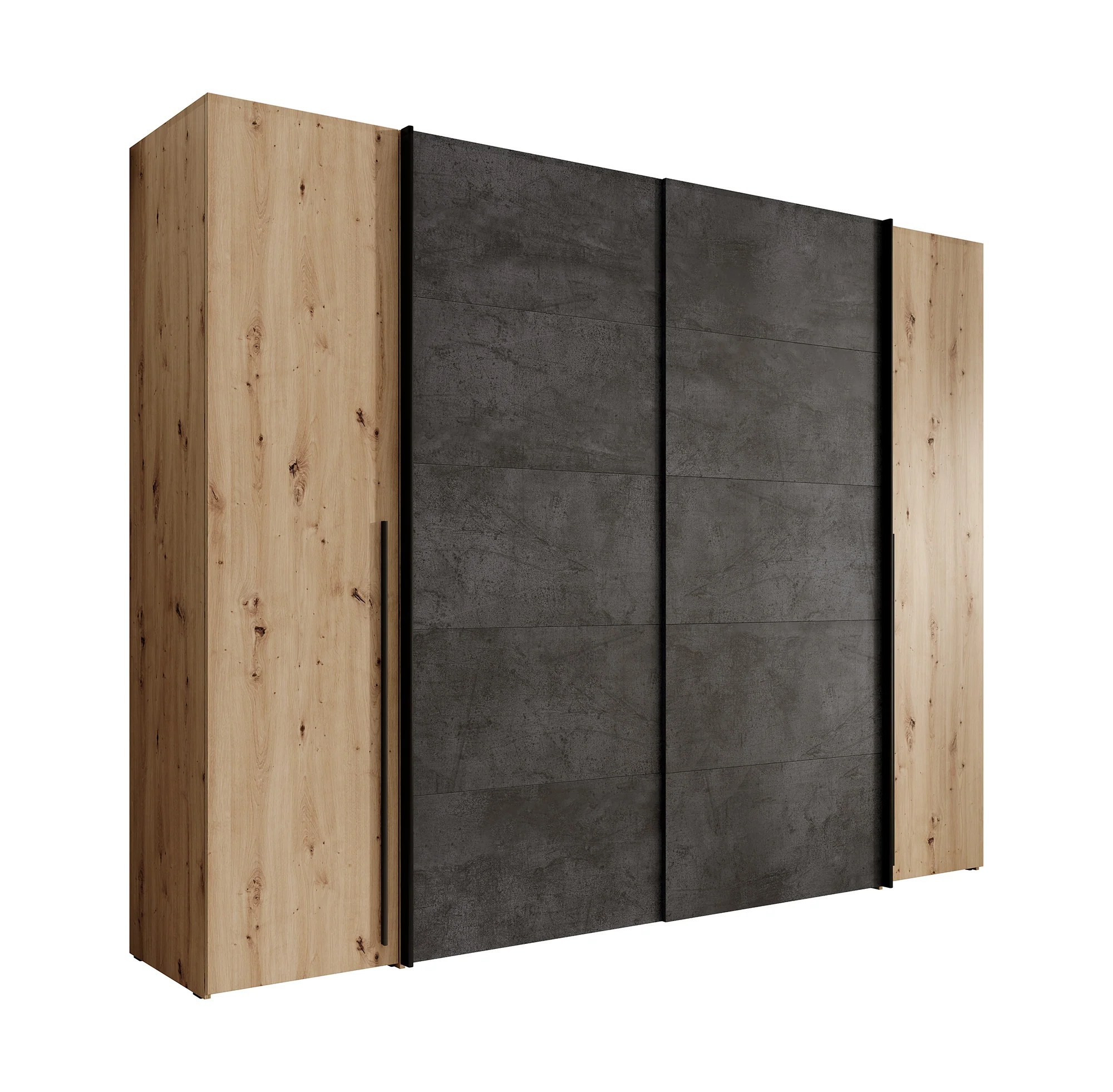 Nassau - Kledingkast met schuifdeuren - Eiken/grijs - 270x61x210 cm - Image 6