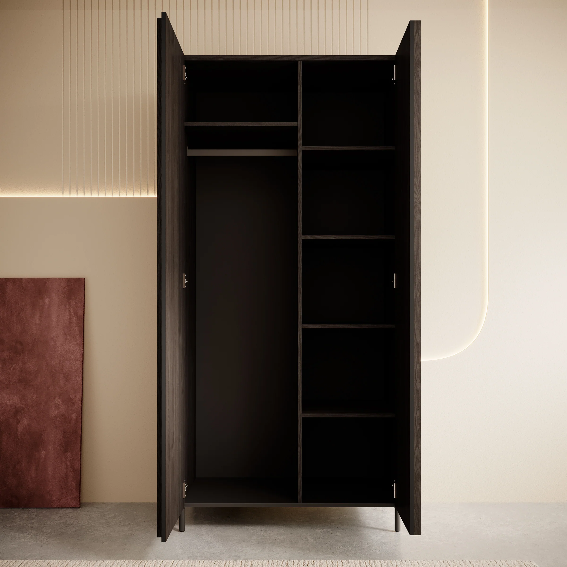Paz - Kledingkast 2-deurs - Donker bruin  - 92x54x196 cm - Image 2
