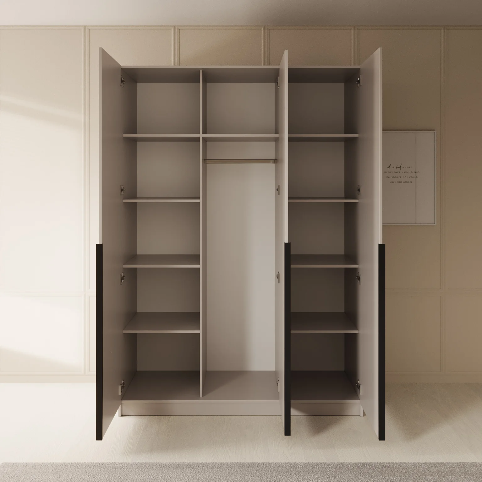 Sabre - Kledingkast 3-deurs - Beige - 150x58x215 cm - Image 2