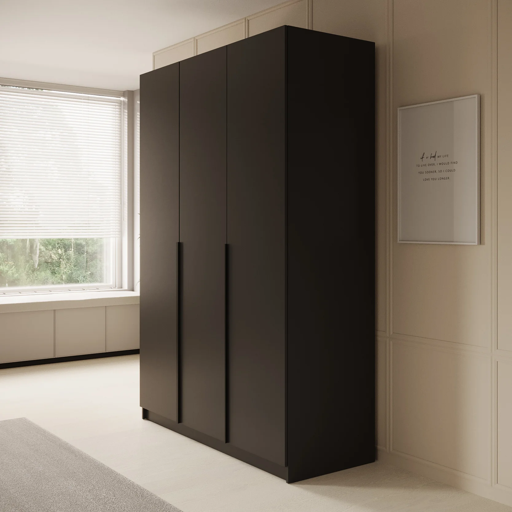 Sabre - Kledingkast 3-deurs - Zwart - 150x58x215 cm - Image 4