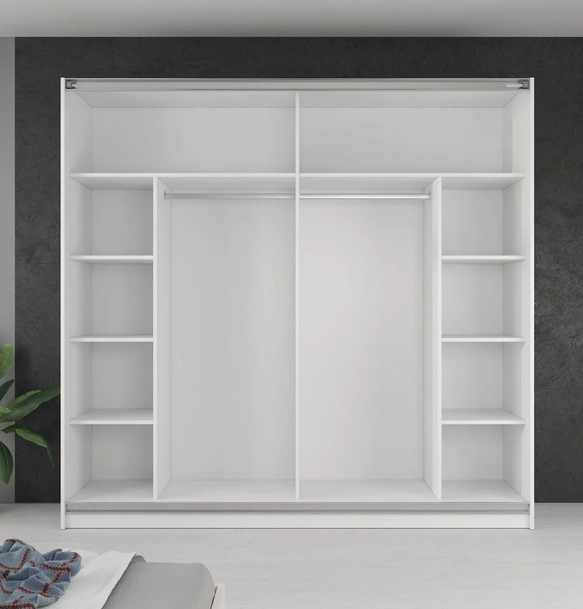 Samantha - Kledingkast met schuifdeuren - Wit - 217x62x210 cm - Image 3