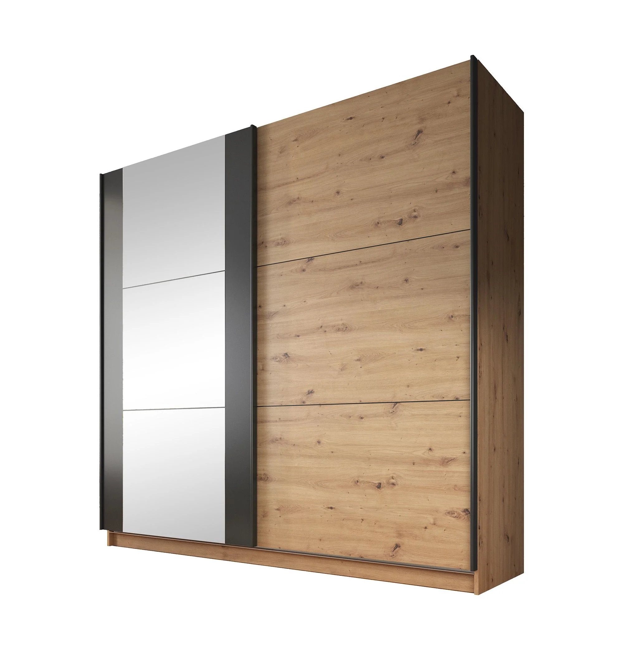Saturn - Kledingkast met schuifdeuren - Eiken/zwart - 217x62,5x210 cm - Image 5