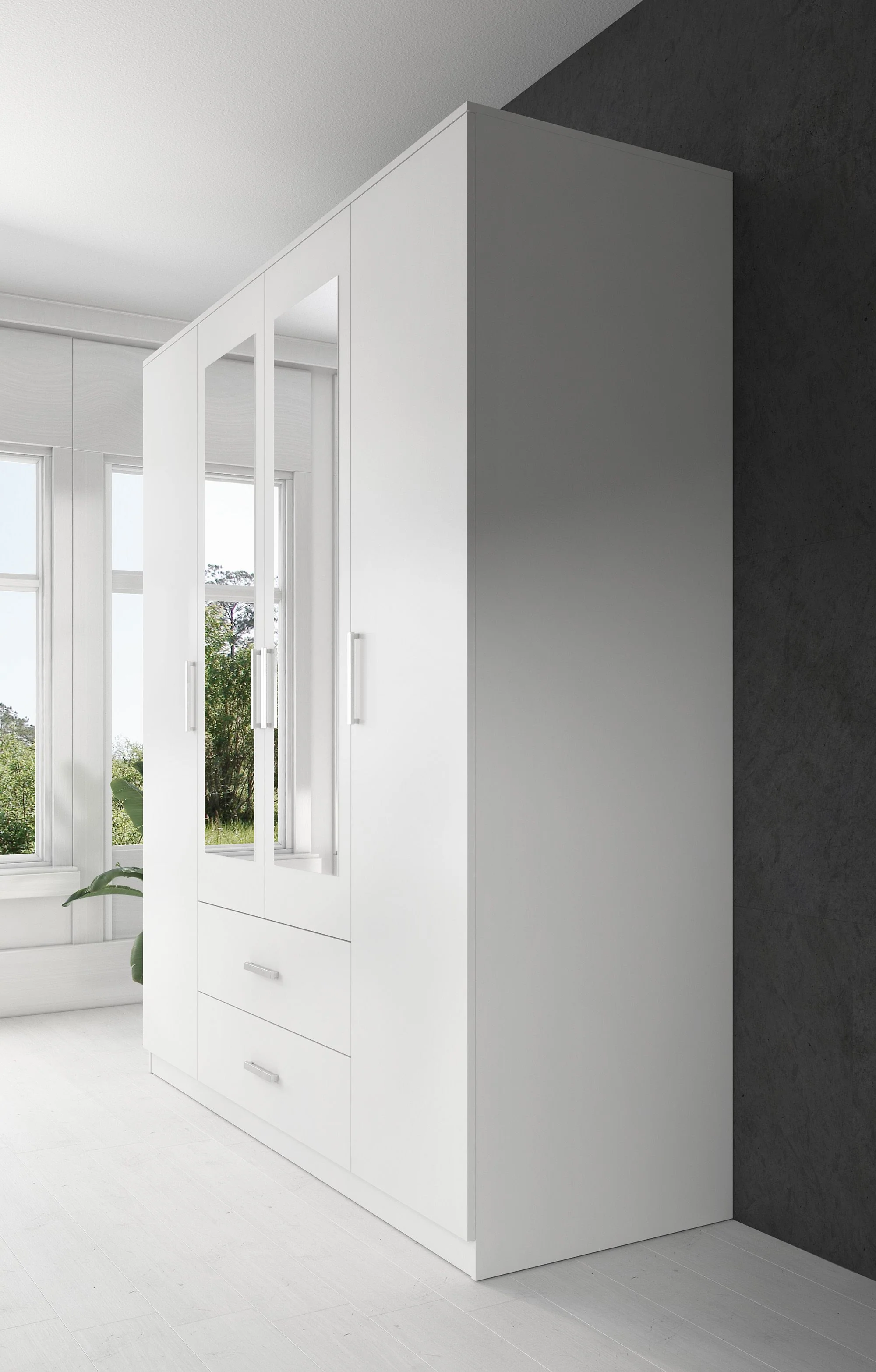 Savona - Kledingkast 4-deurs - Wit - 200x58x200 cm - Image 2