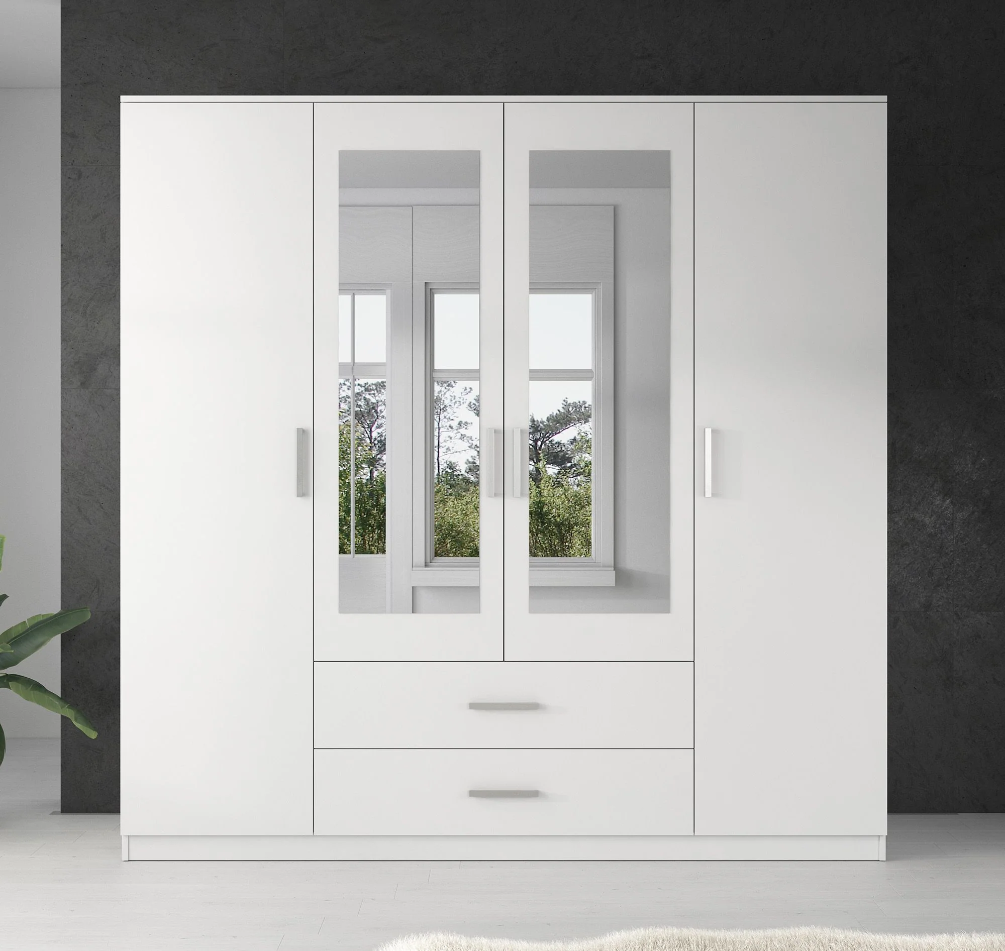 Savona - Kledingkast 4-deurs - Wit - 200x58x200 cm - Image 3