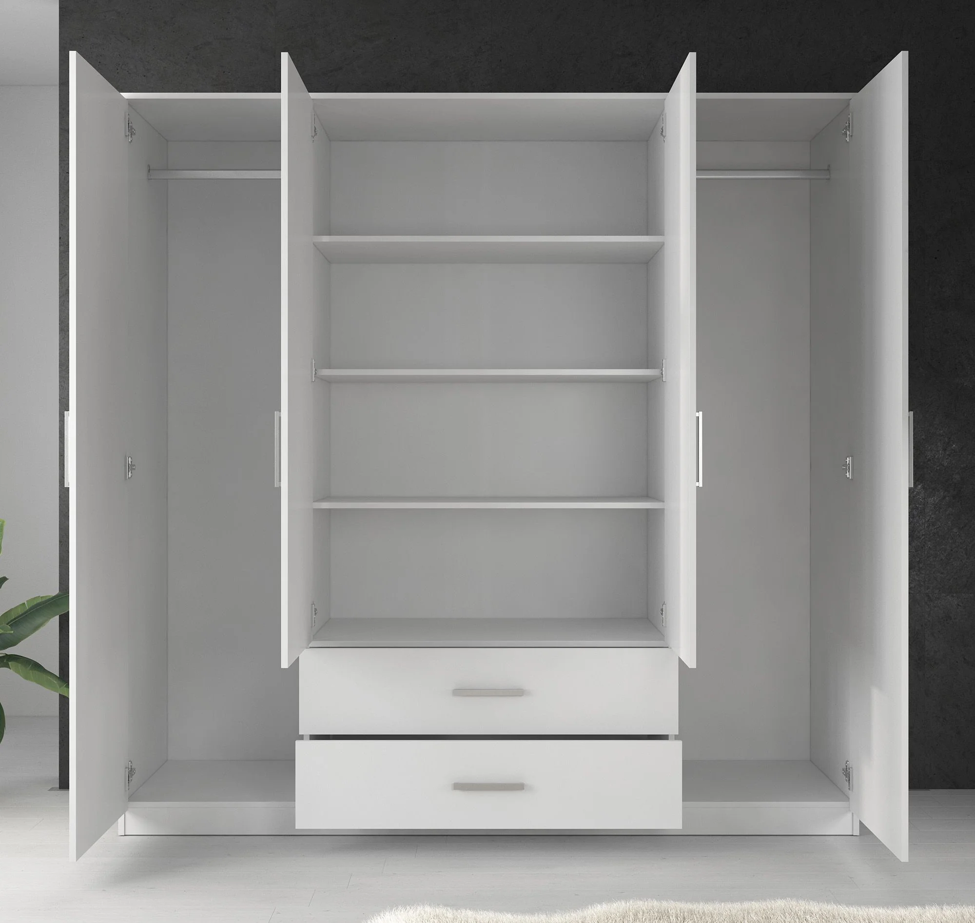 Savona - Kledingkast 4-deurs - Wit - 200x58x200 cm - Image 4