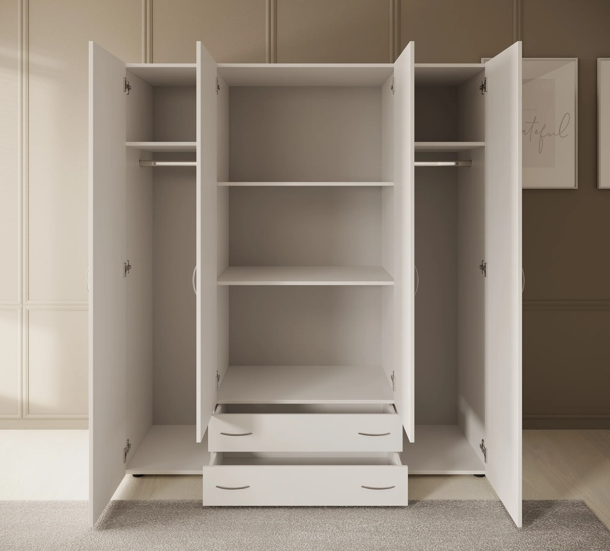 Serra - Kledingkast 4-deurs - Wit - 160x51x177 cm - Image 3