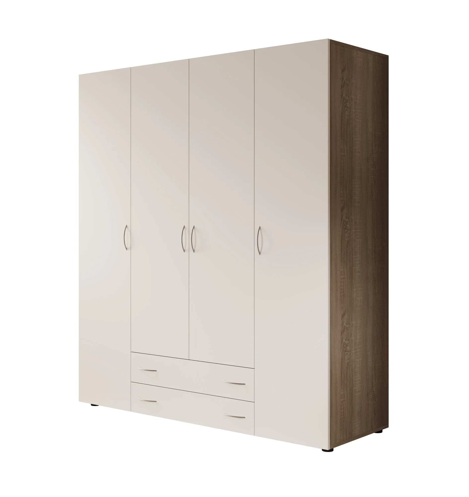 Serra - Kledingkast 4-deurs - Wit/licht eiken - 160x51x177 cm - Image 6