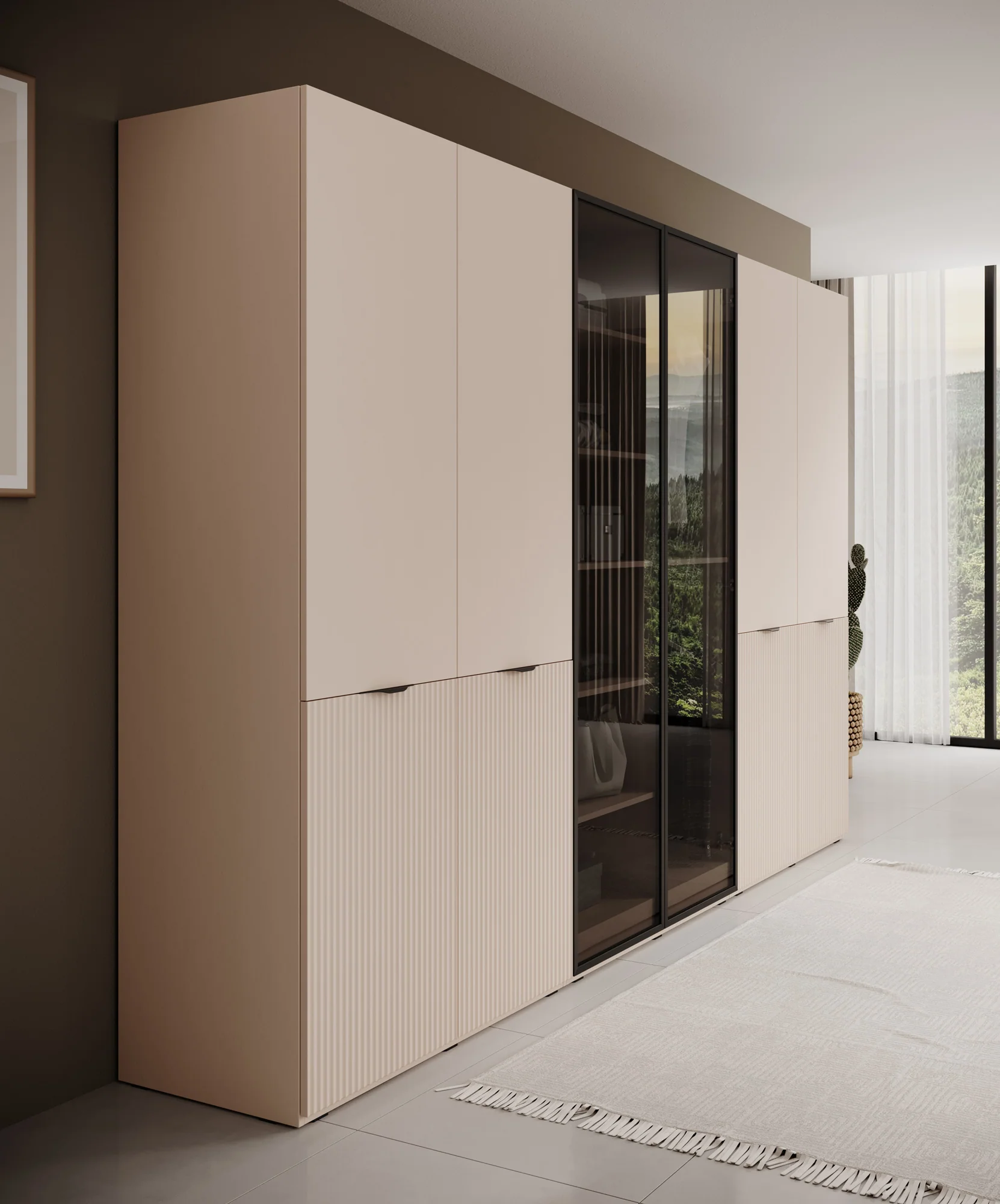 Shelton - Kledingkast 6-deurs van glas - Beige - Image 4