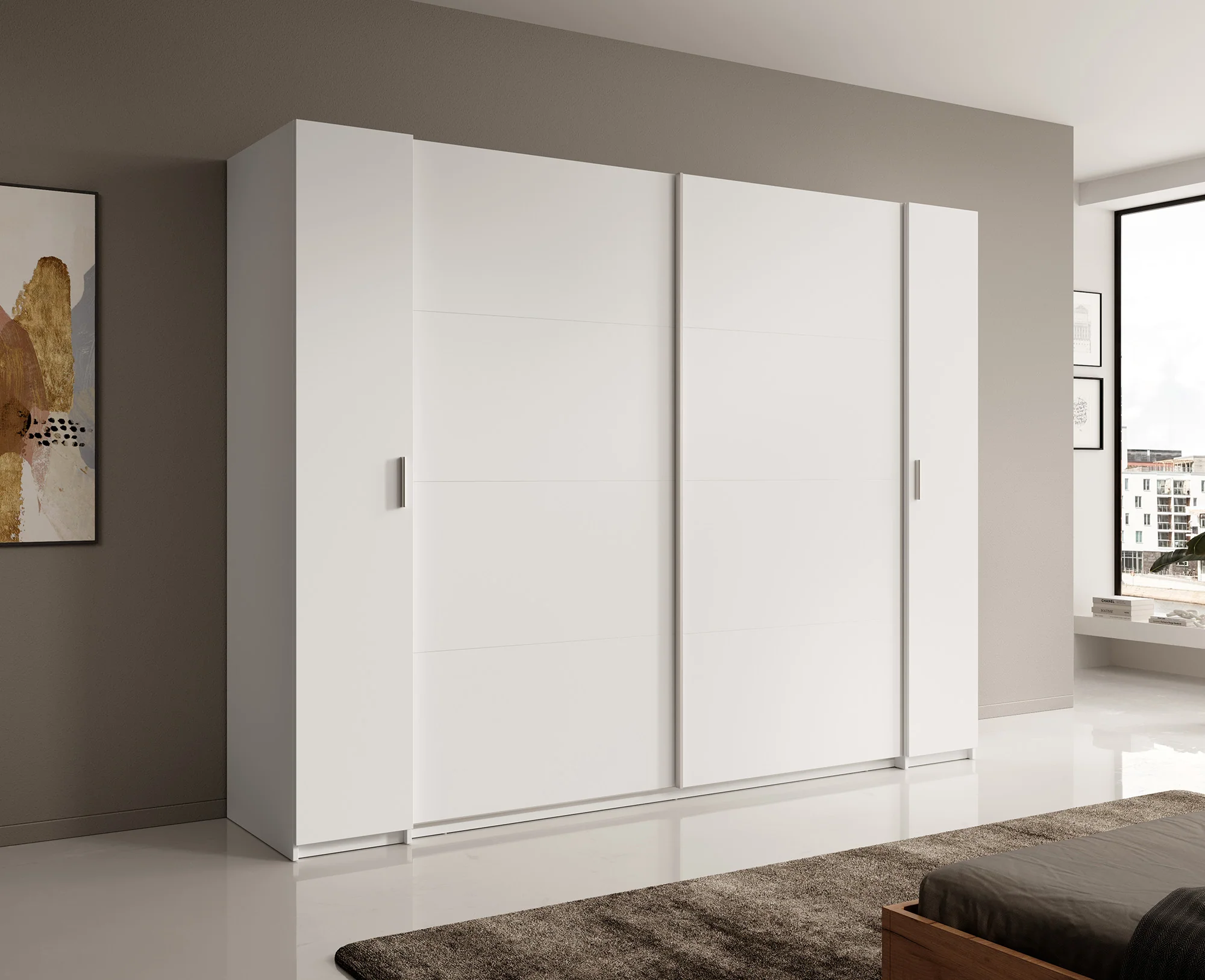 Stoke - Kledingkast met schuifdeuren - Wit - 270x61x208 cm