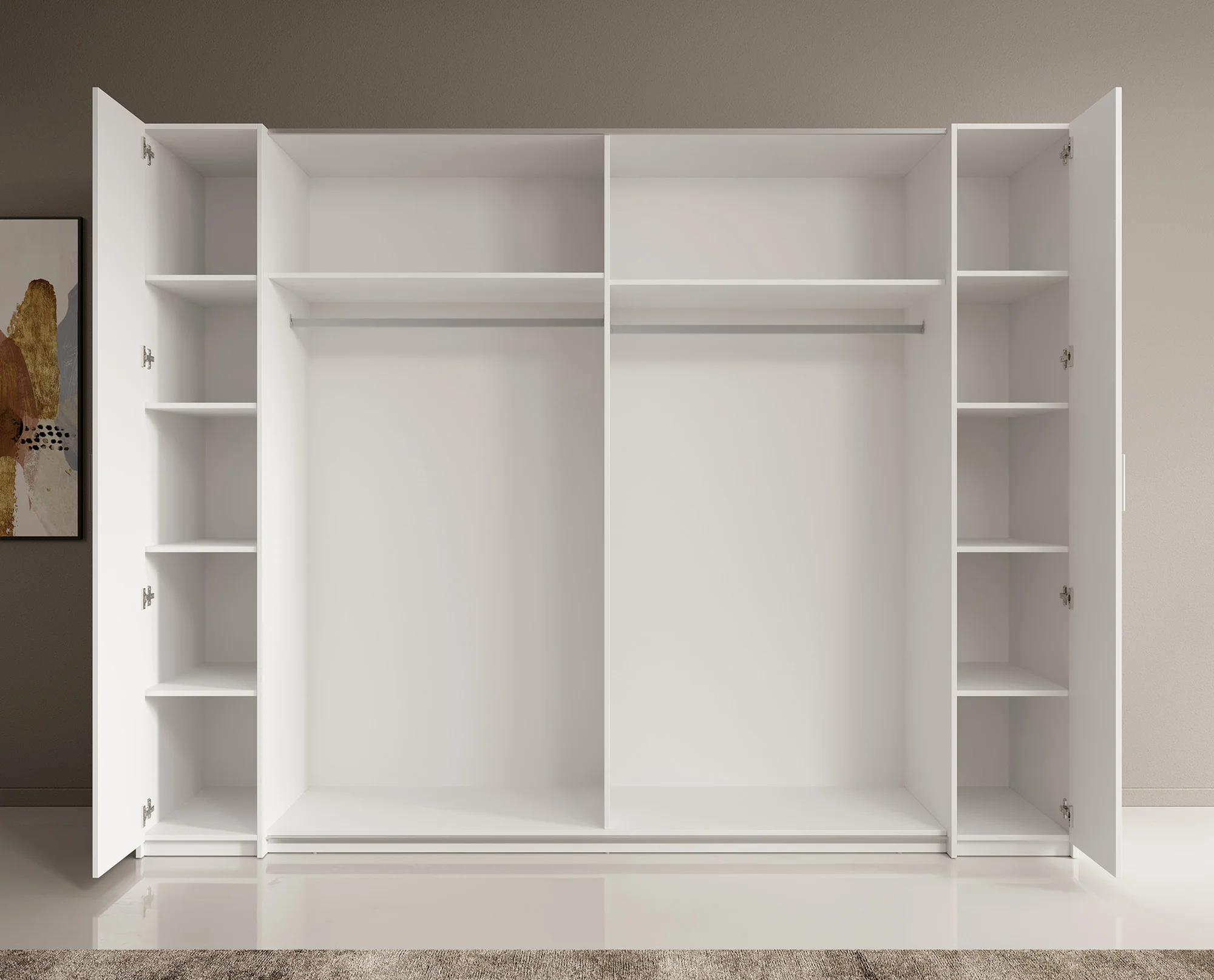 Stoke - Kledingkast met schuifdeuren - Wit - 270x61x208 cm - Image 3