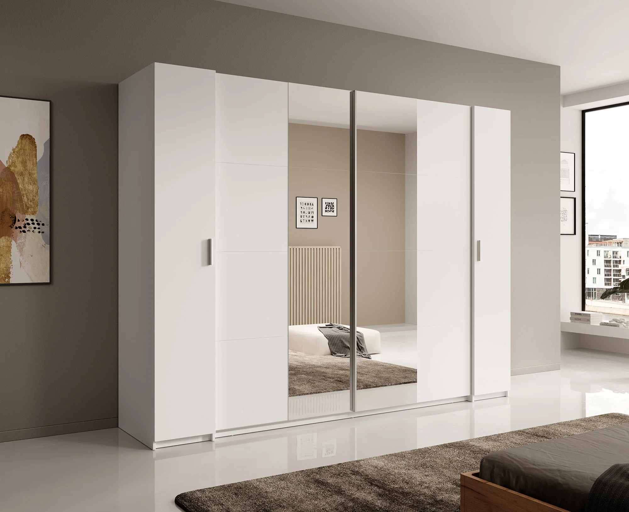Stoke - Kledingkast 4-deurs - Wit - 270x61x208 cm