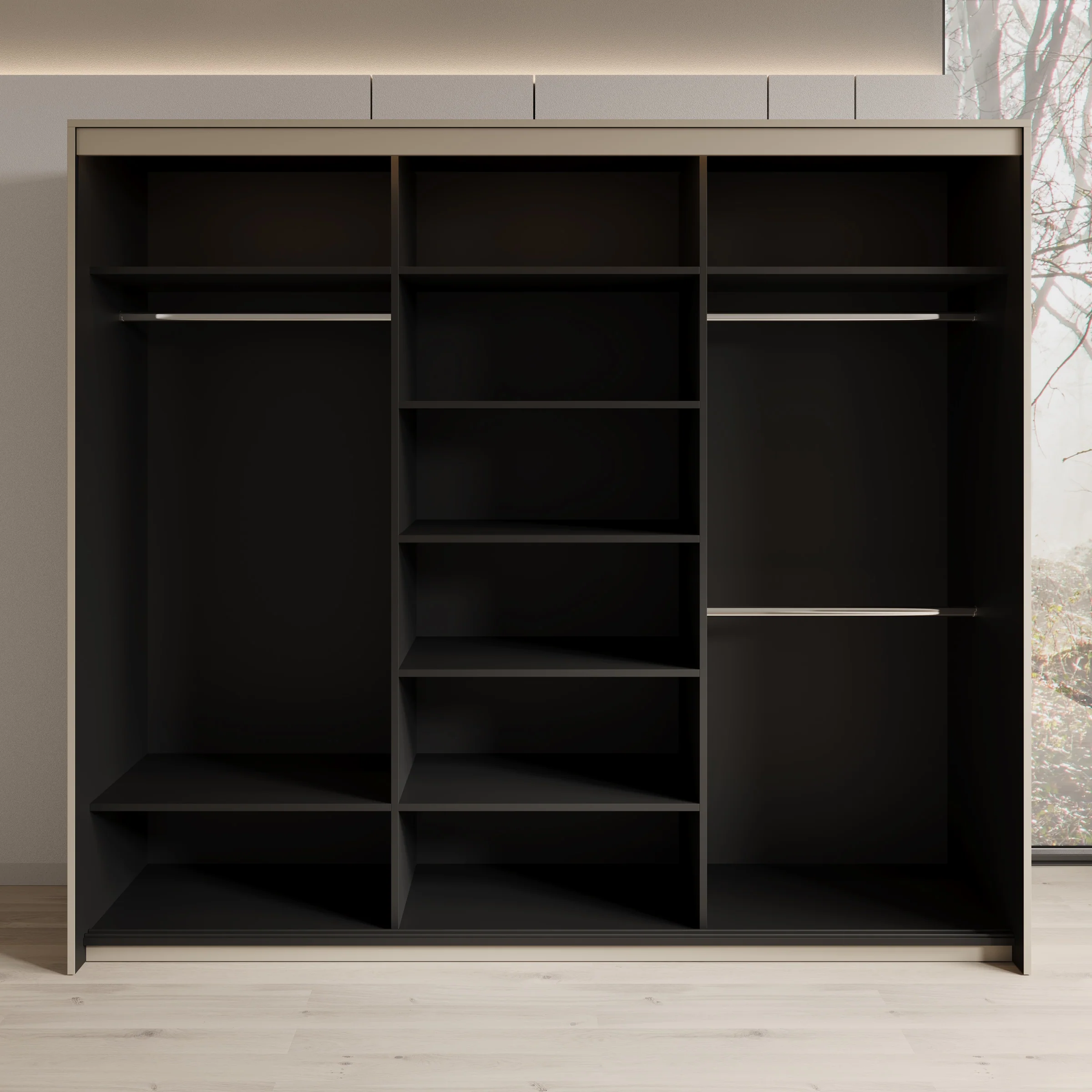 Timoteo - Kledingkast met schuifdeuren - Beige - 250x63x222 cm - Image 2