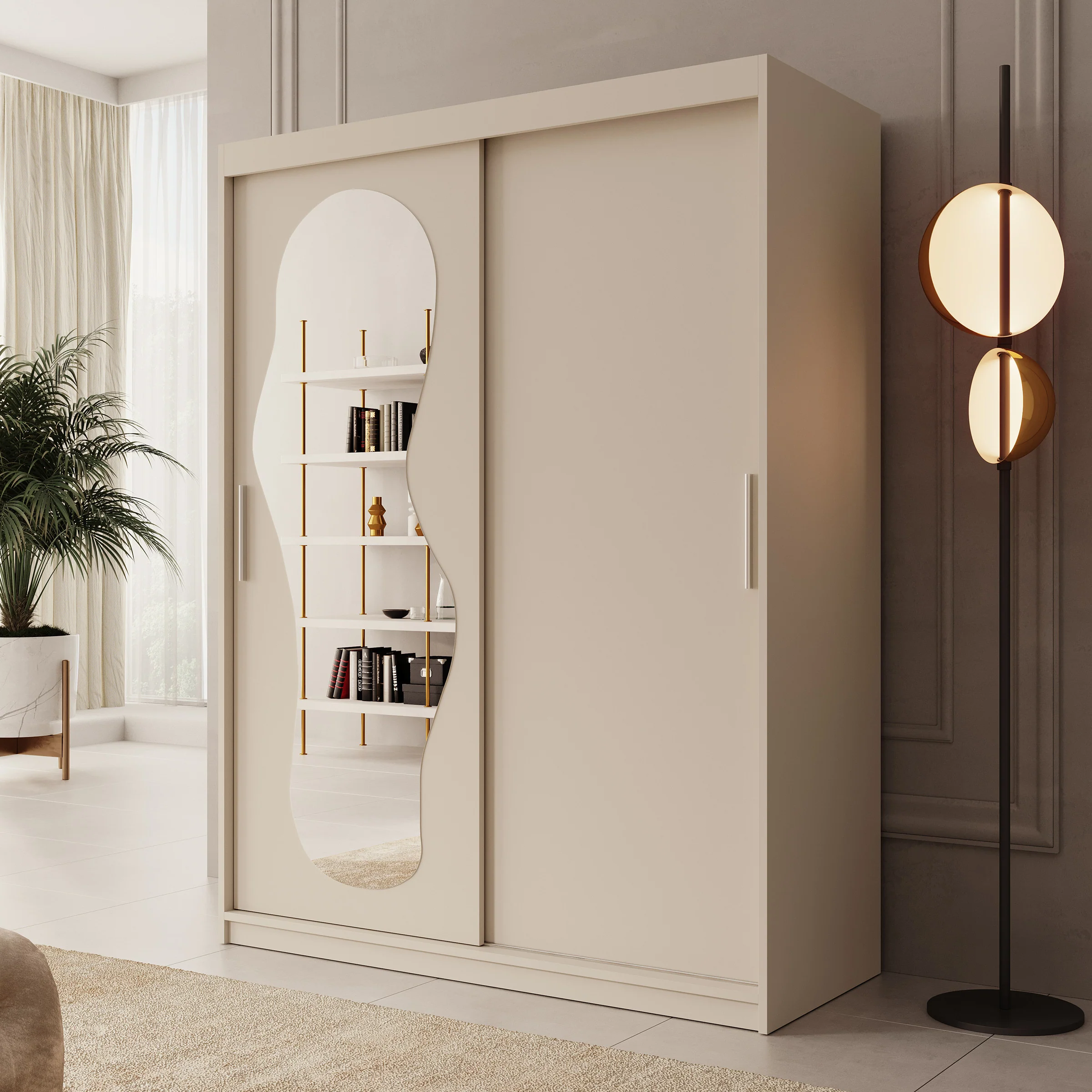 Ulysses - Kledingkast met schuifdeuren - Beige - 150x62x200 cm