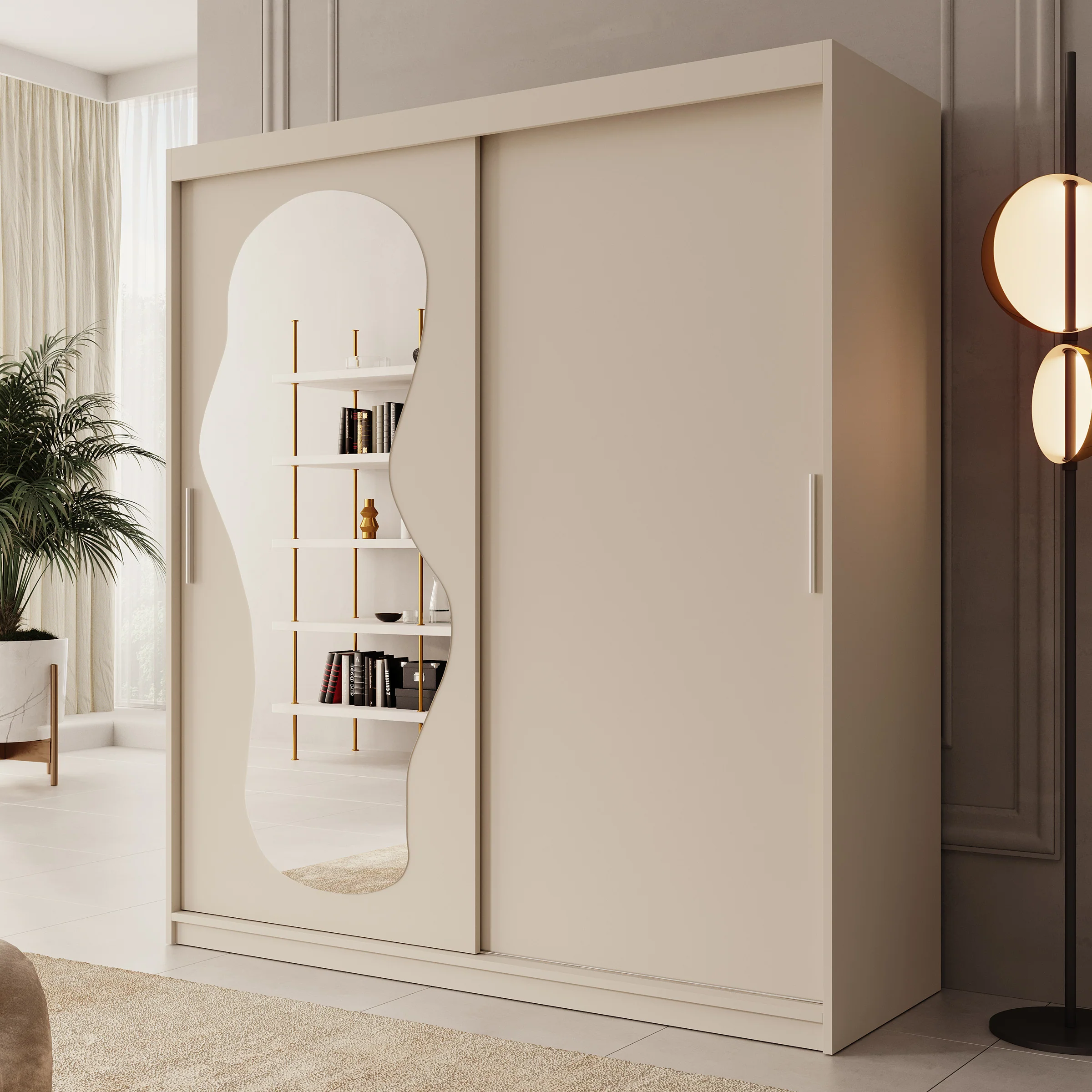 Ulysses - Kledingkast met schuifdeuren - Beige - 180x62x200 cm