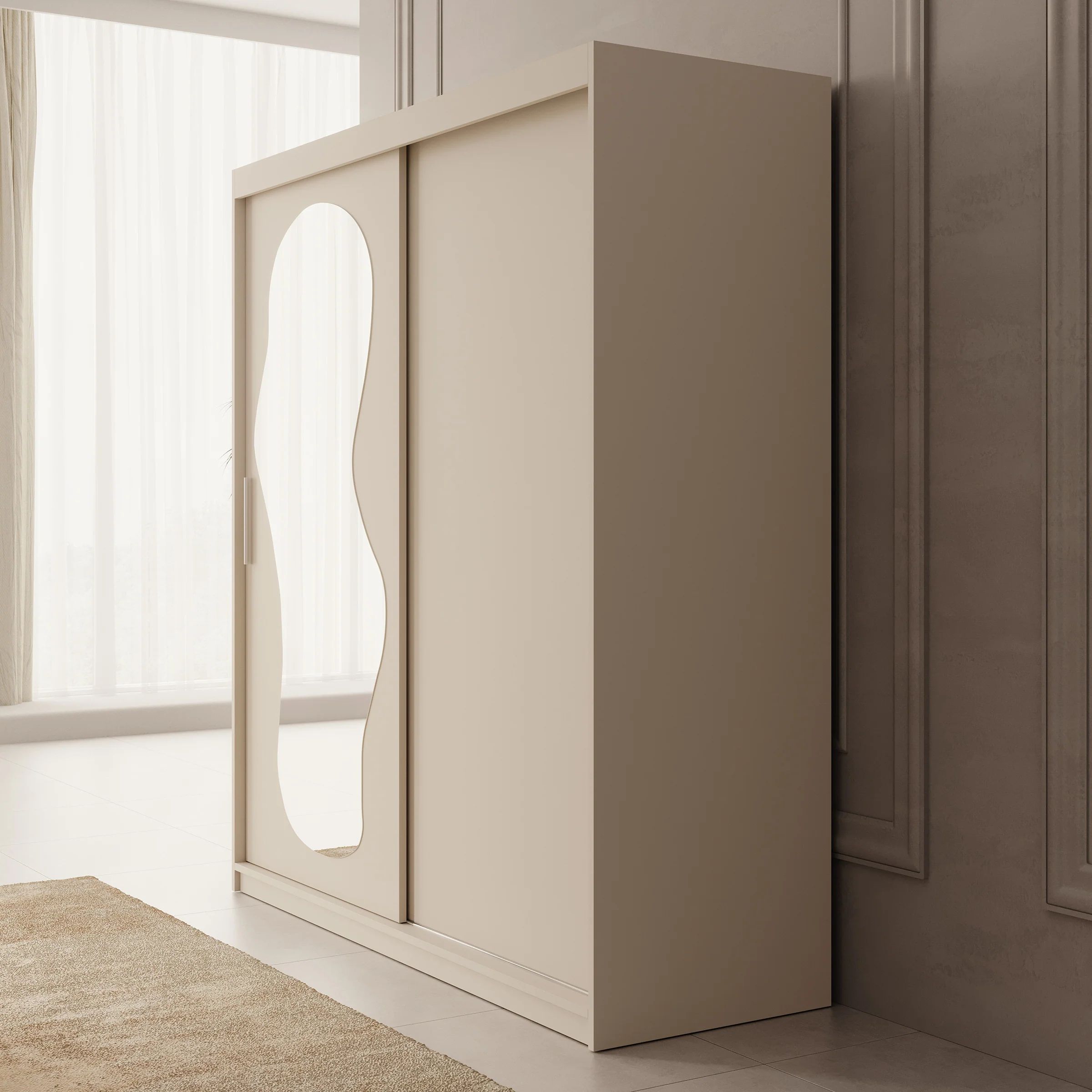 Ulysses - Kledingkast met schuifdeuren - Beige - 180x62x200 cm - Image 4