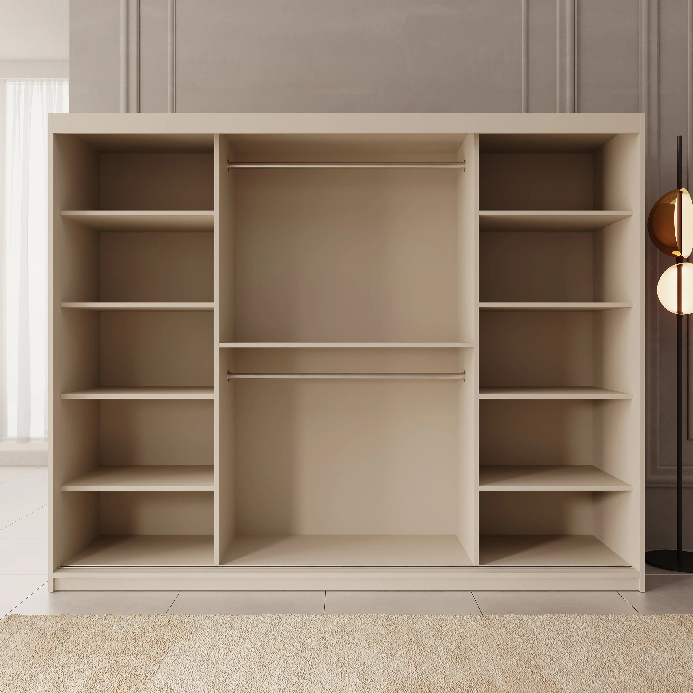 Ulysses - Kledingkast met schuifdeuren - Beige - 250x62x200 cm - Image 2