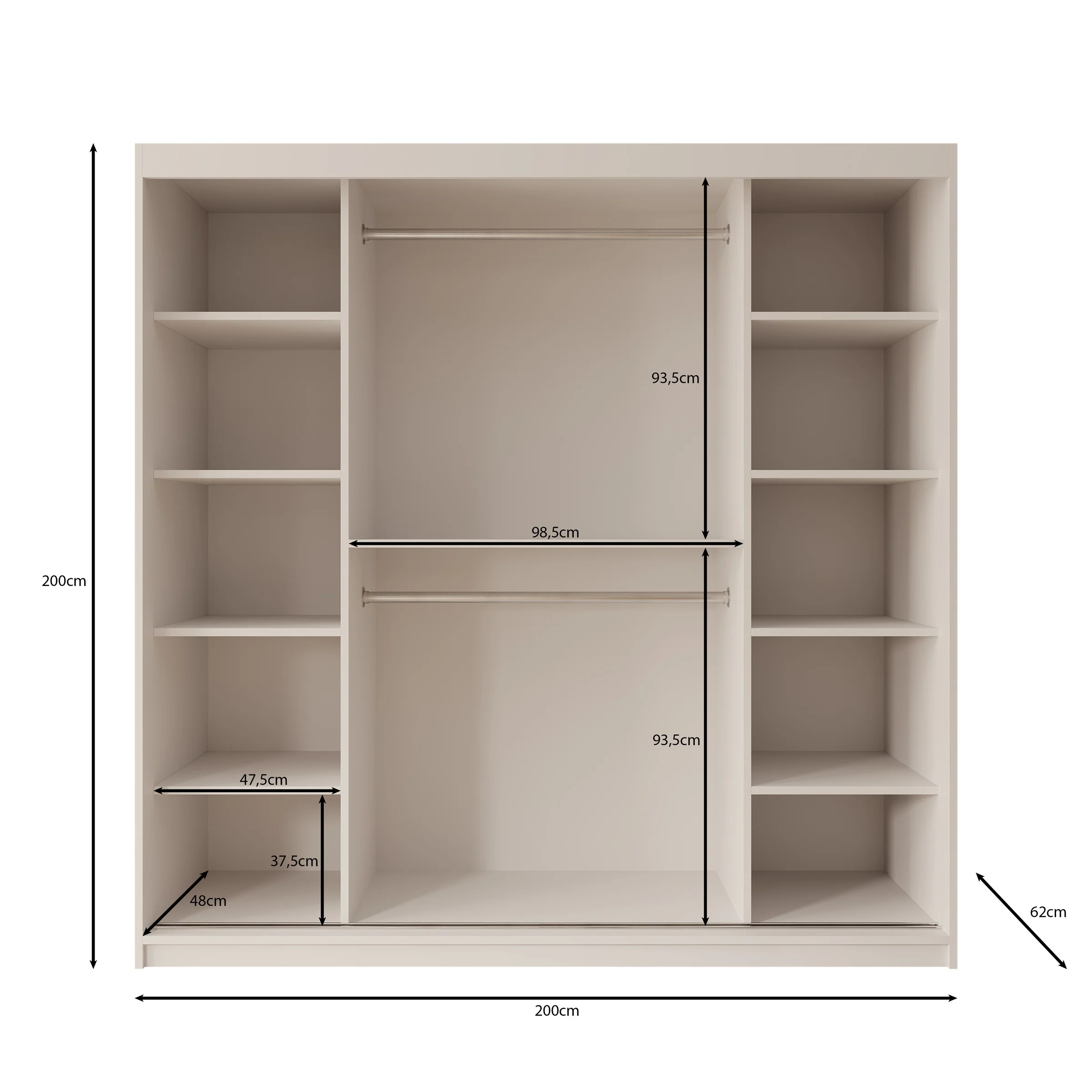 Ulysses - Kledingkast met schuifdeuren - Eiken - 200x62x200 cm - Image 5