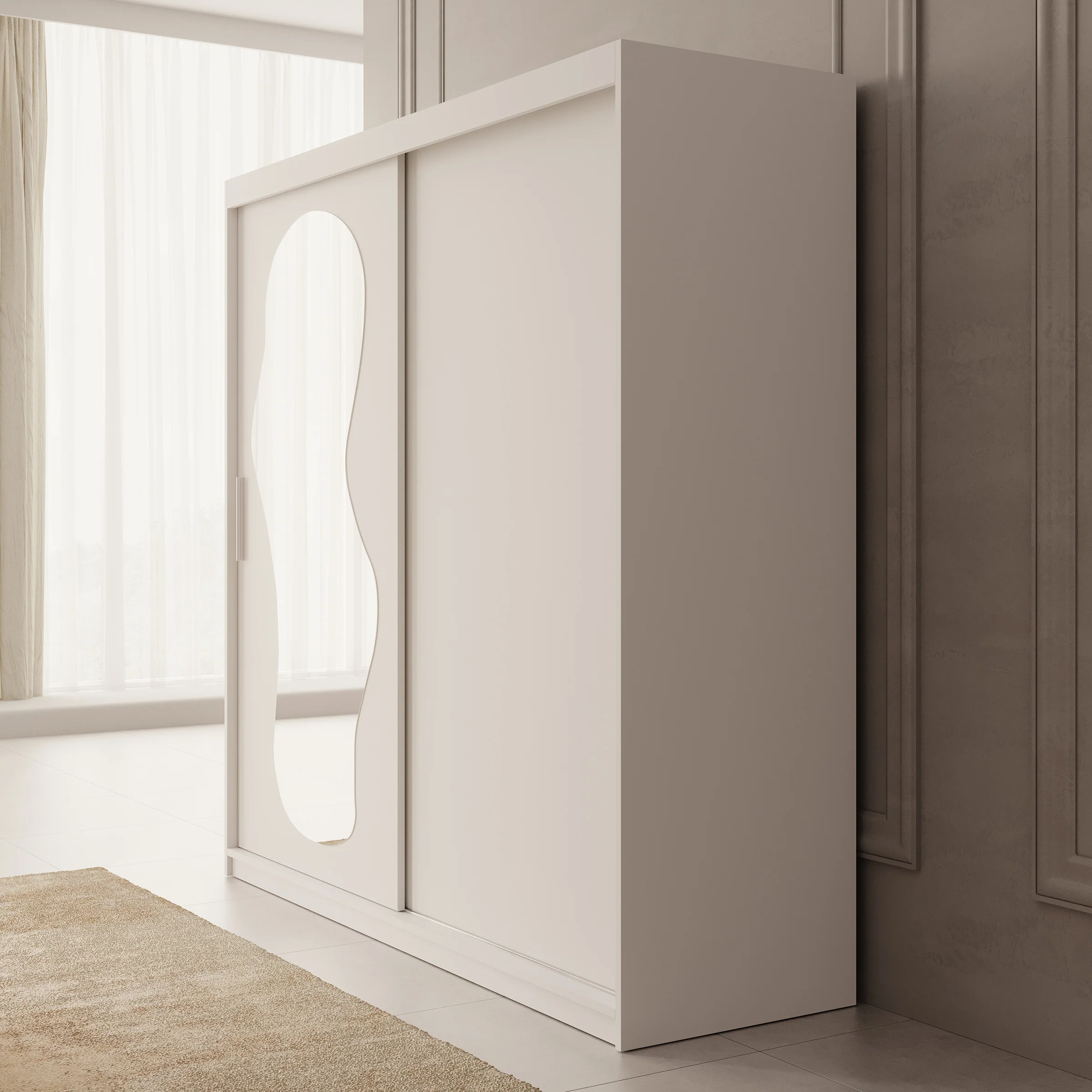 Ulysses - Kledingkast met schuifdeuren - Wit - 200x62x200 cm - Image 4
