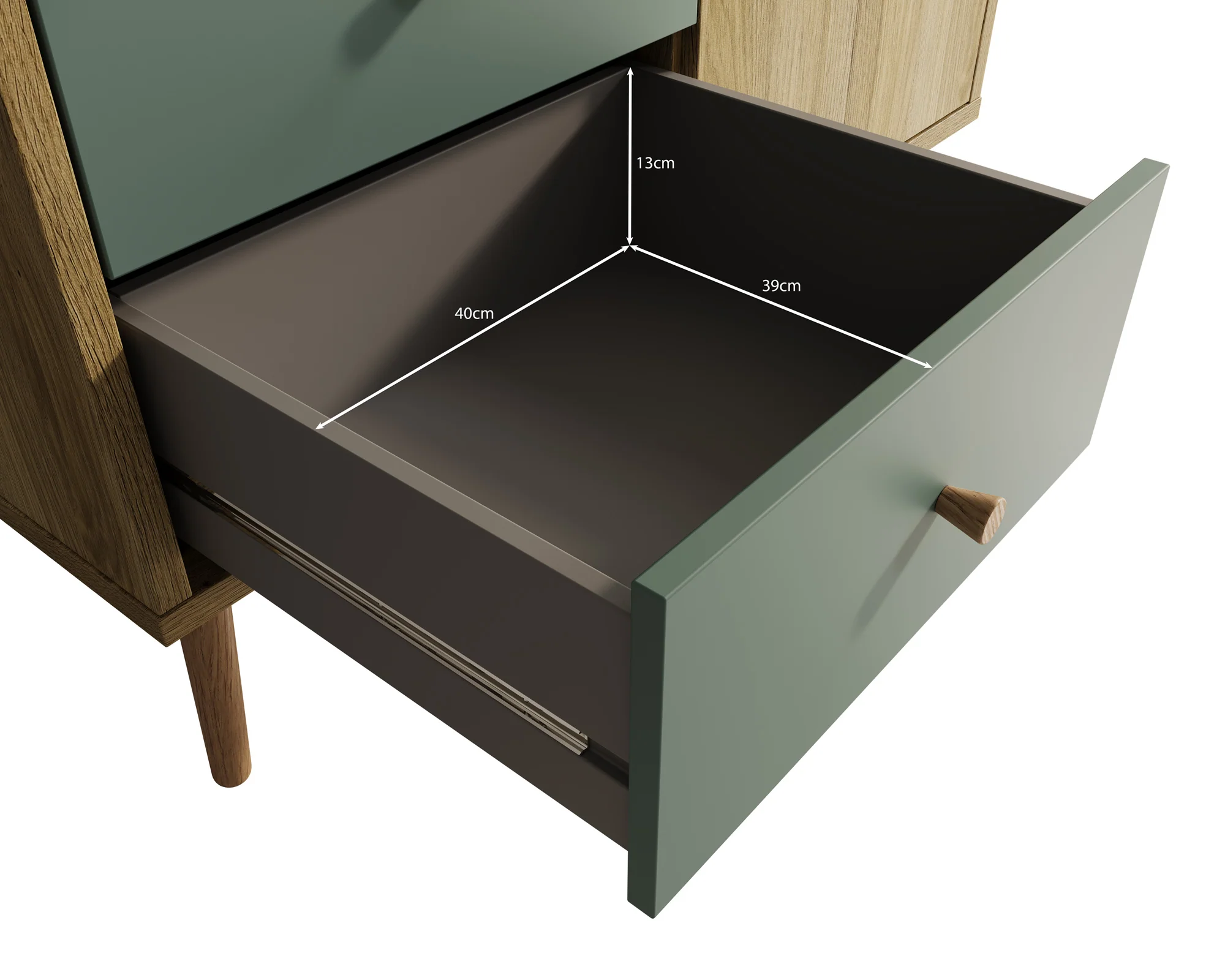 Wally - Kledingkast 2-deurs - Licht eiken/groen - 95x52x186 cm - Image 6
