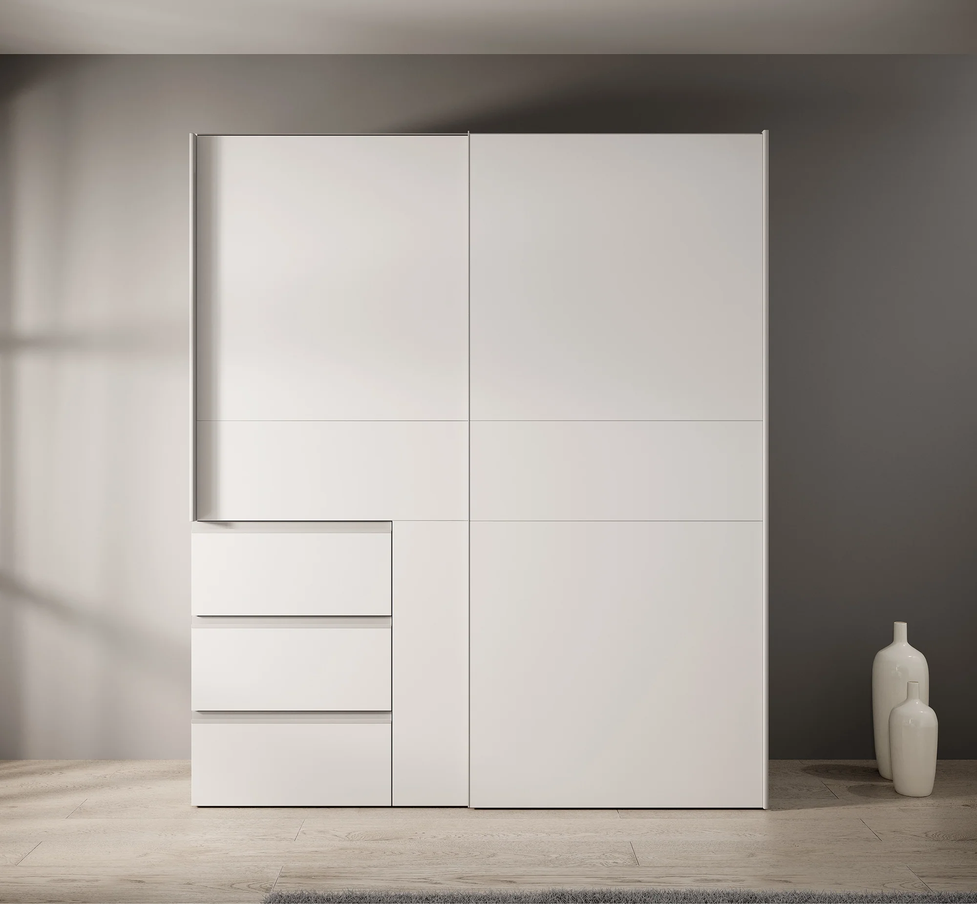 Walter - Kledingkast met schuifdeuren - Wit - 170x61x200 cm - Image 2