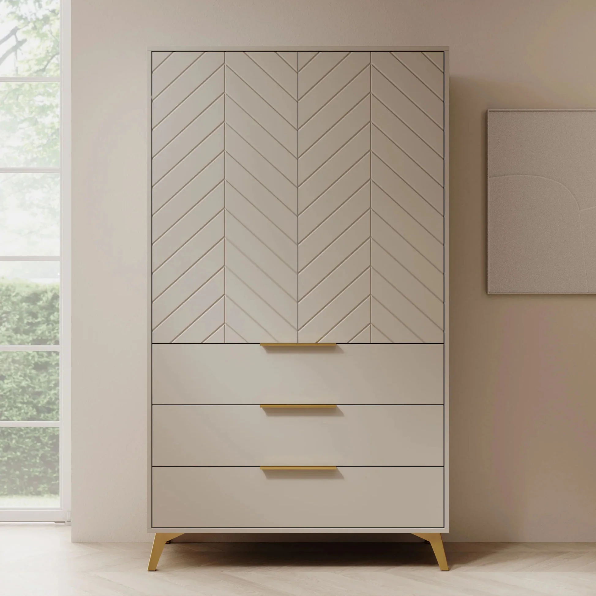 Xiano - Kledingkast 2-deurs - Beige - 103x40x180 cm - Image 3
