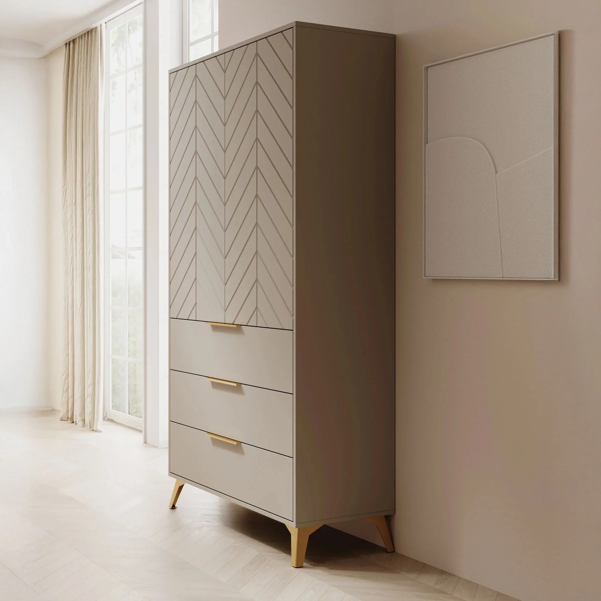 Xiano - Kledingkast 2-deurs - Beige - 103x40x180 cm - Image 4