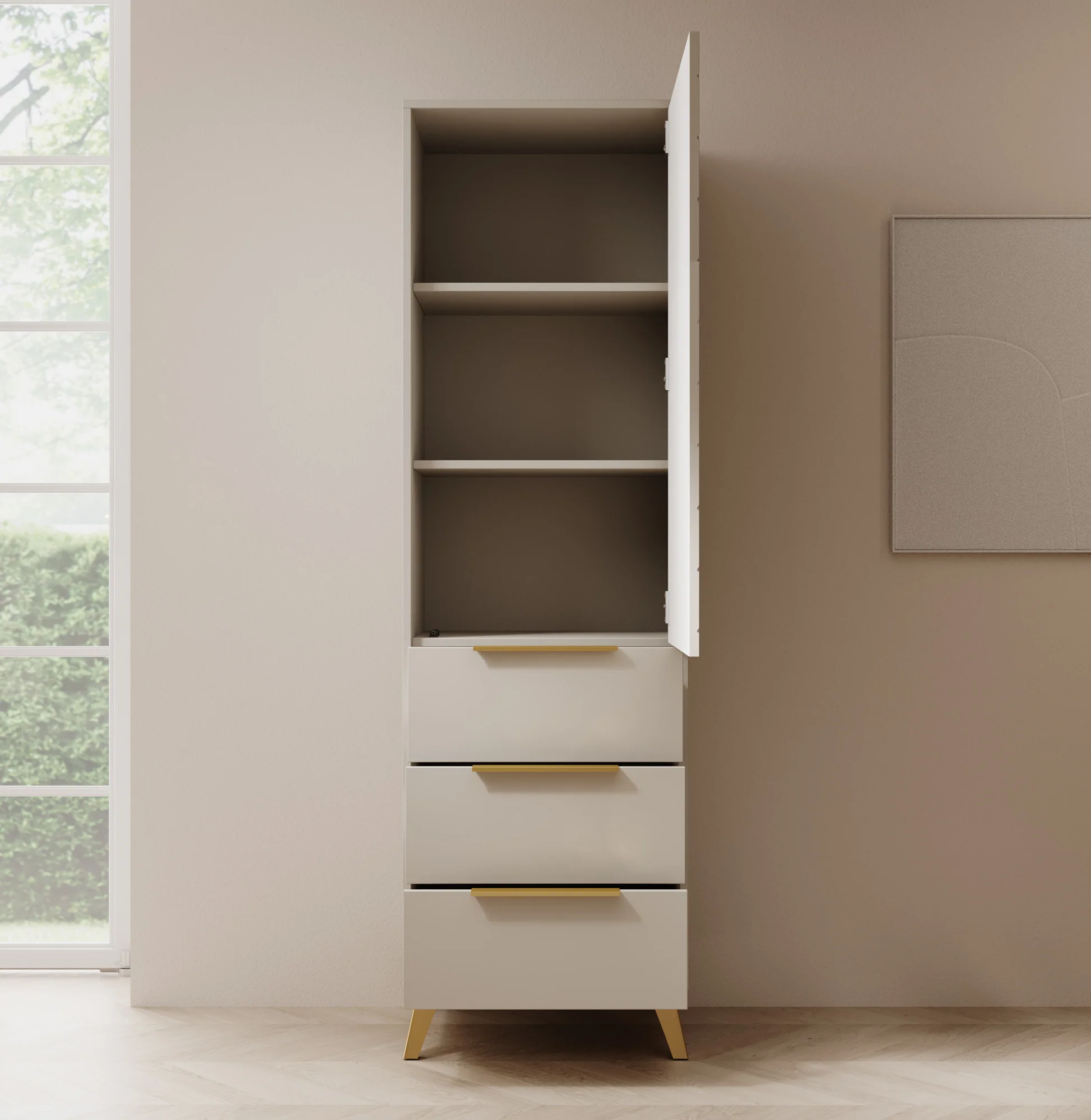 Xiano - Kledingkast met deur - Beige - 53x40x180 cm - Image 3