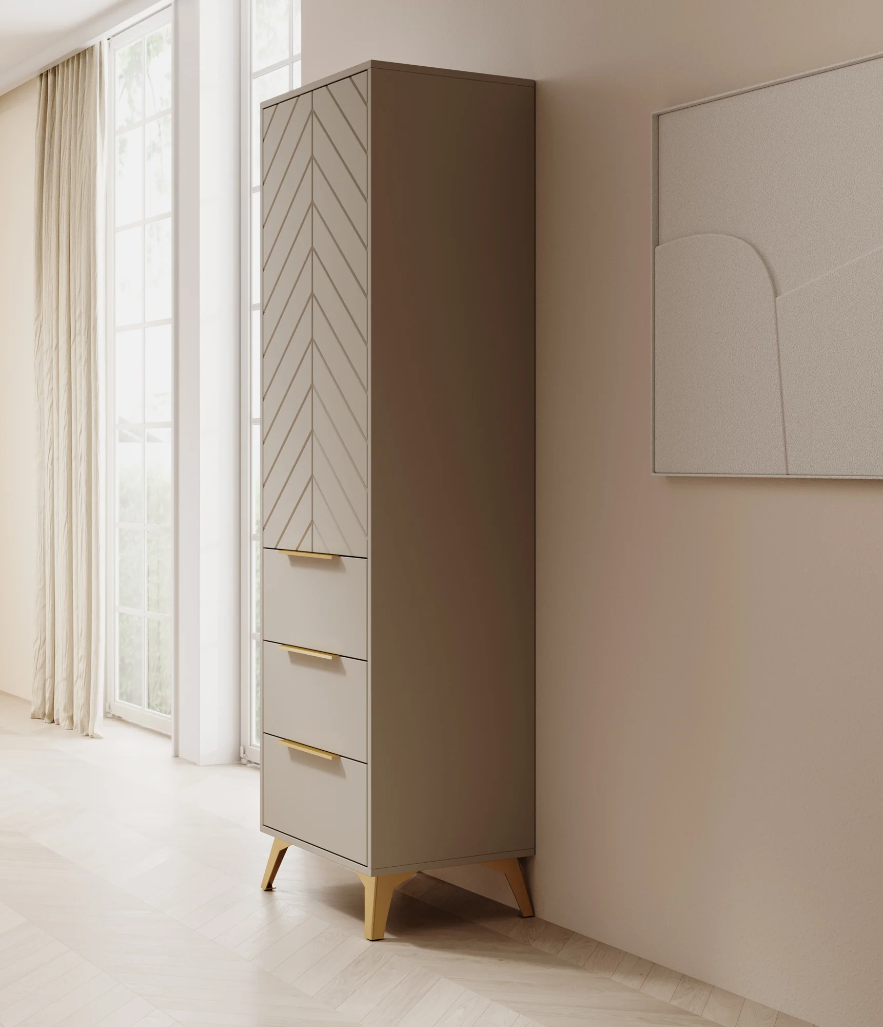Xiano - Kledingkast met deur - Beige - 53x40x180 cm - Image 4