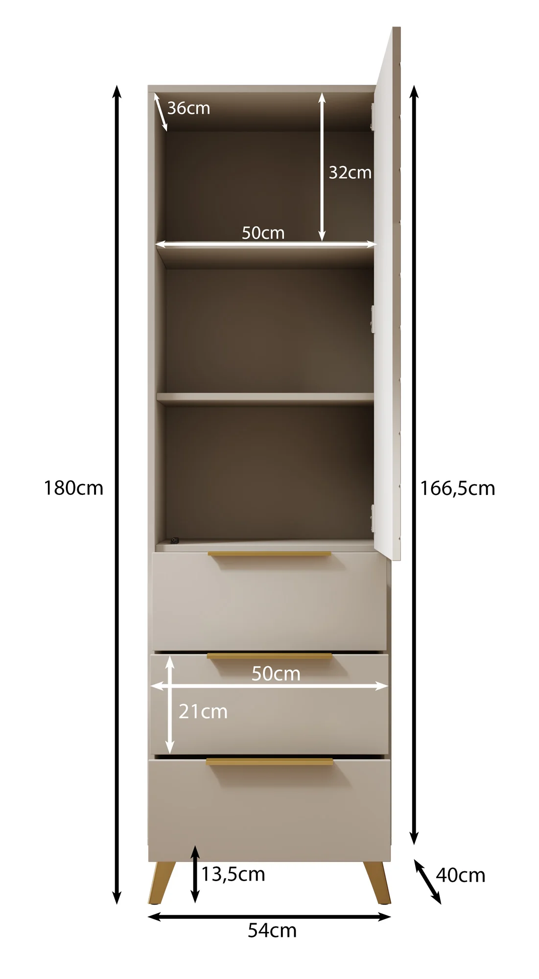 Xiano - Kledingkast met deur - Beige - 53x40x180 cm - Image 5
