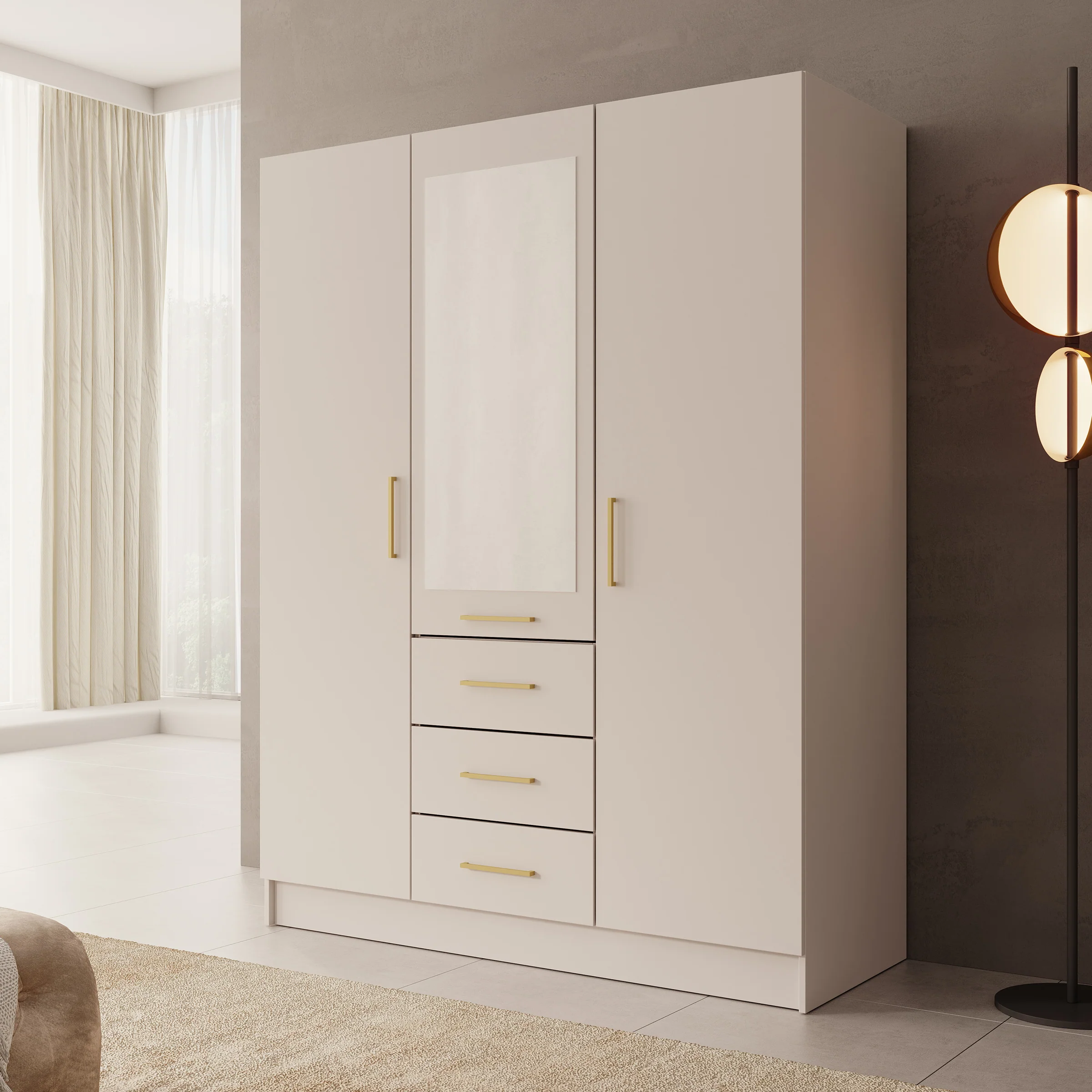 Komodo - Kledingkast met 3 deuren - Beige - 151x61x201 cm
