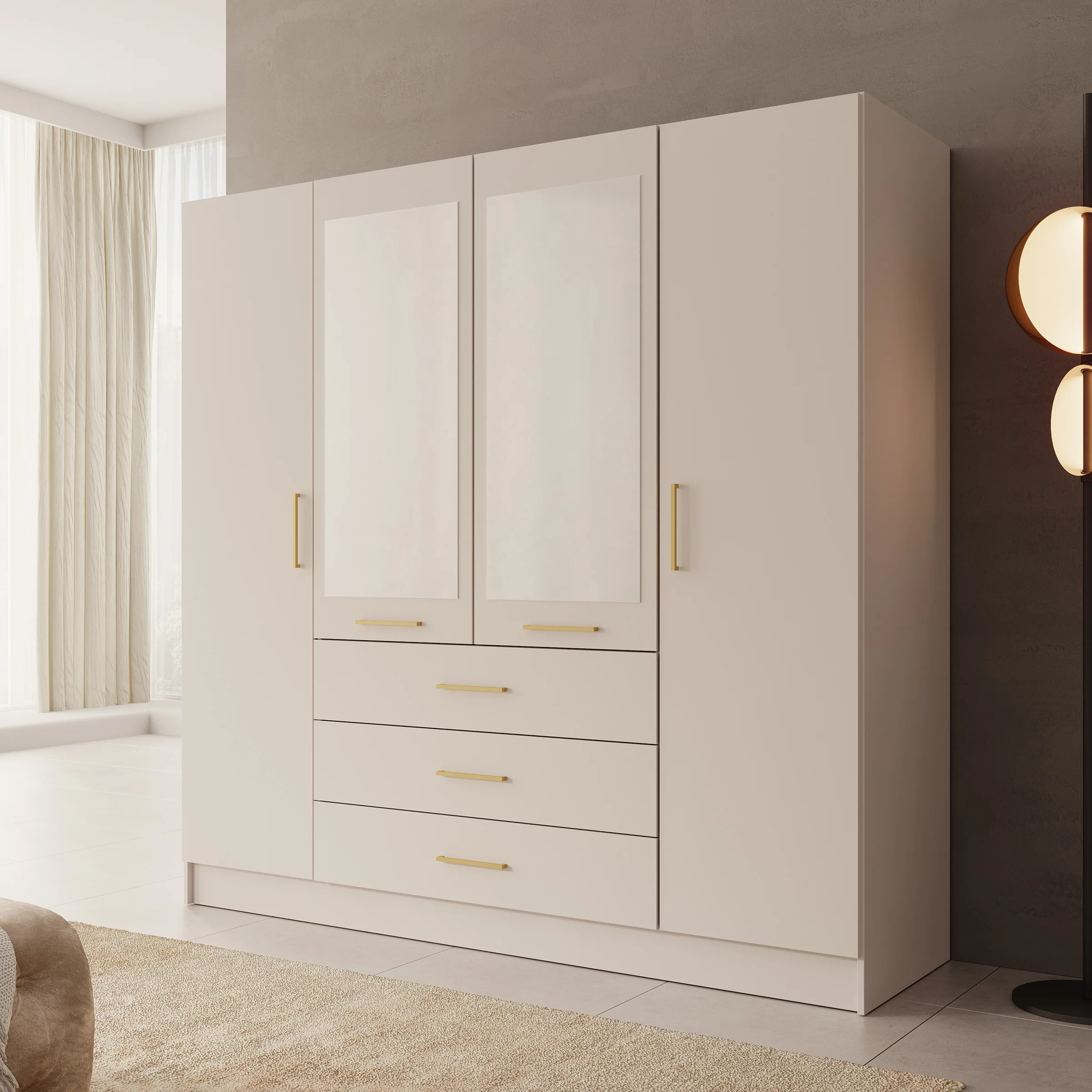 Komodo - Kledingkast met 4 deuren - Beige - 200x61x201 cm