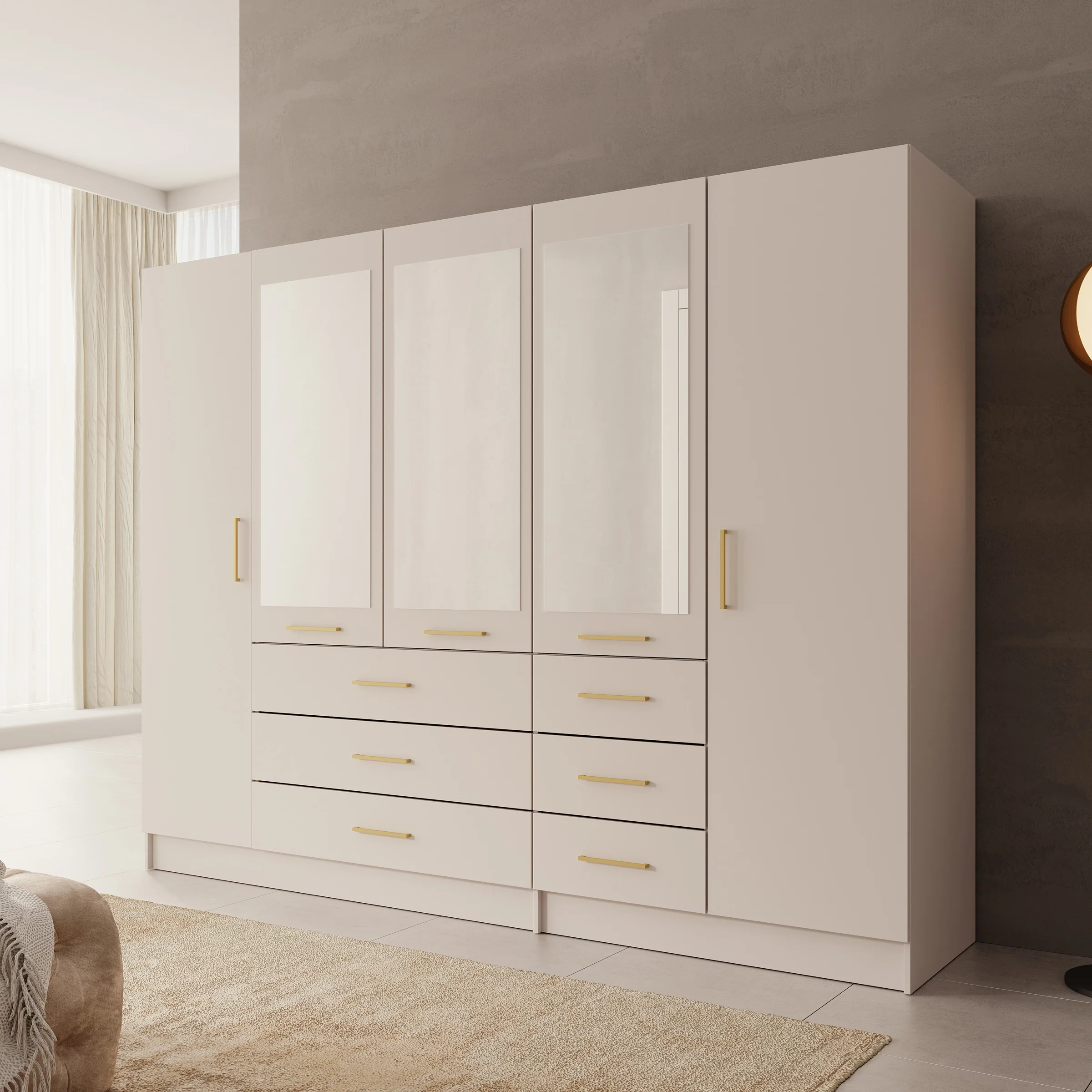Komodo - Kledingkast met 5 deuren - Beige - 250x61x201 cm