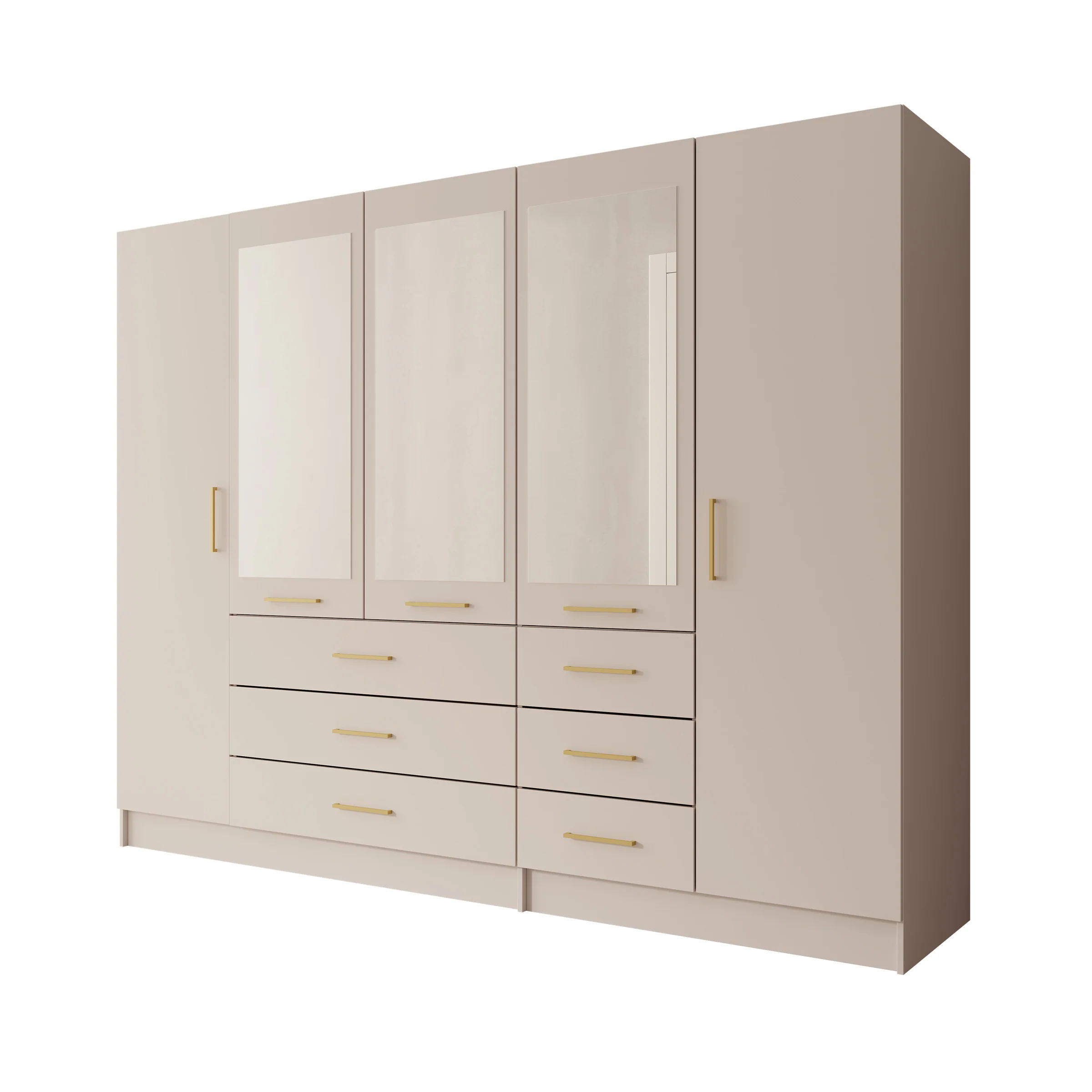 Komodo - Kledingkast met 5 deuren - Beige - 250x61x201 cm - Image 6