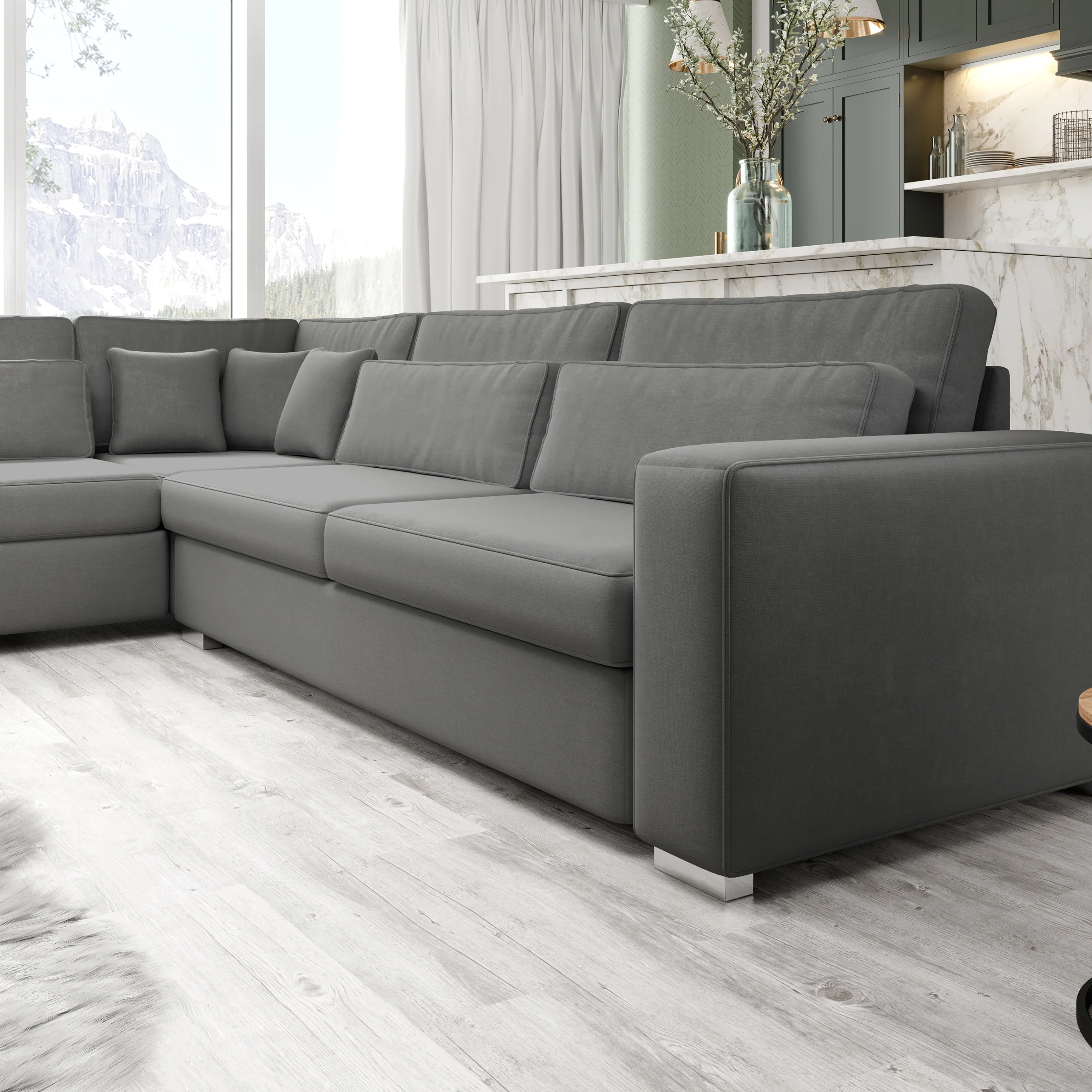 Kristina - Hoekbank 5-zits - Grijs velvet - Links - 320x245x88 cm - Image 3