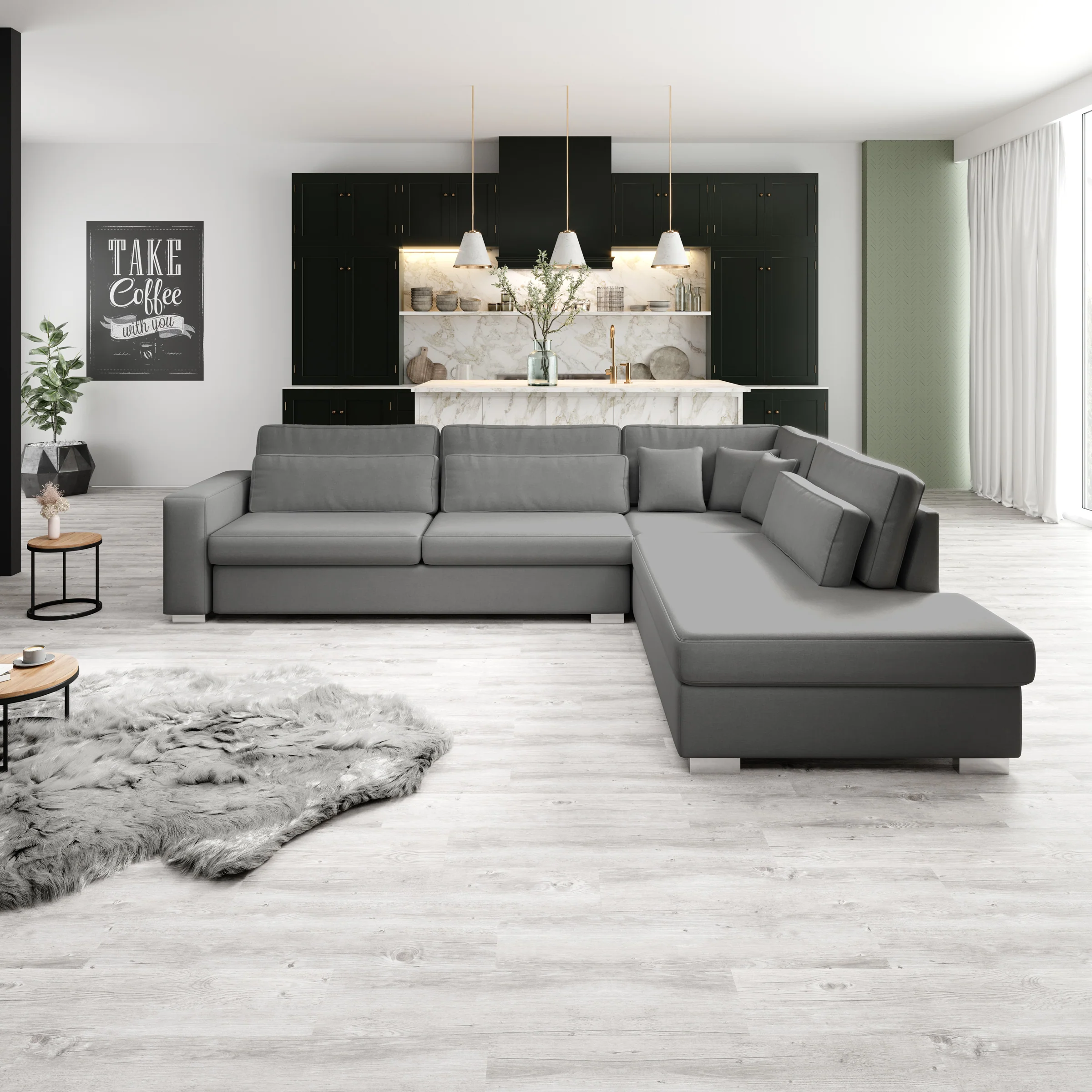 Kristina - Hoekbank 5-zits - Grijs velvet - Rechts - 320x245x88 cm - Image 2