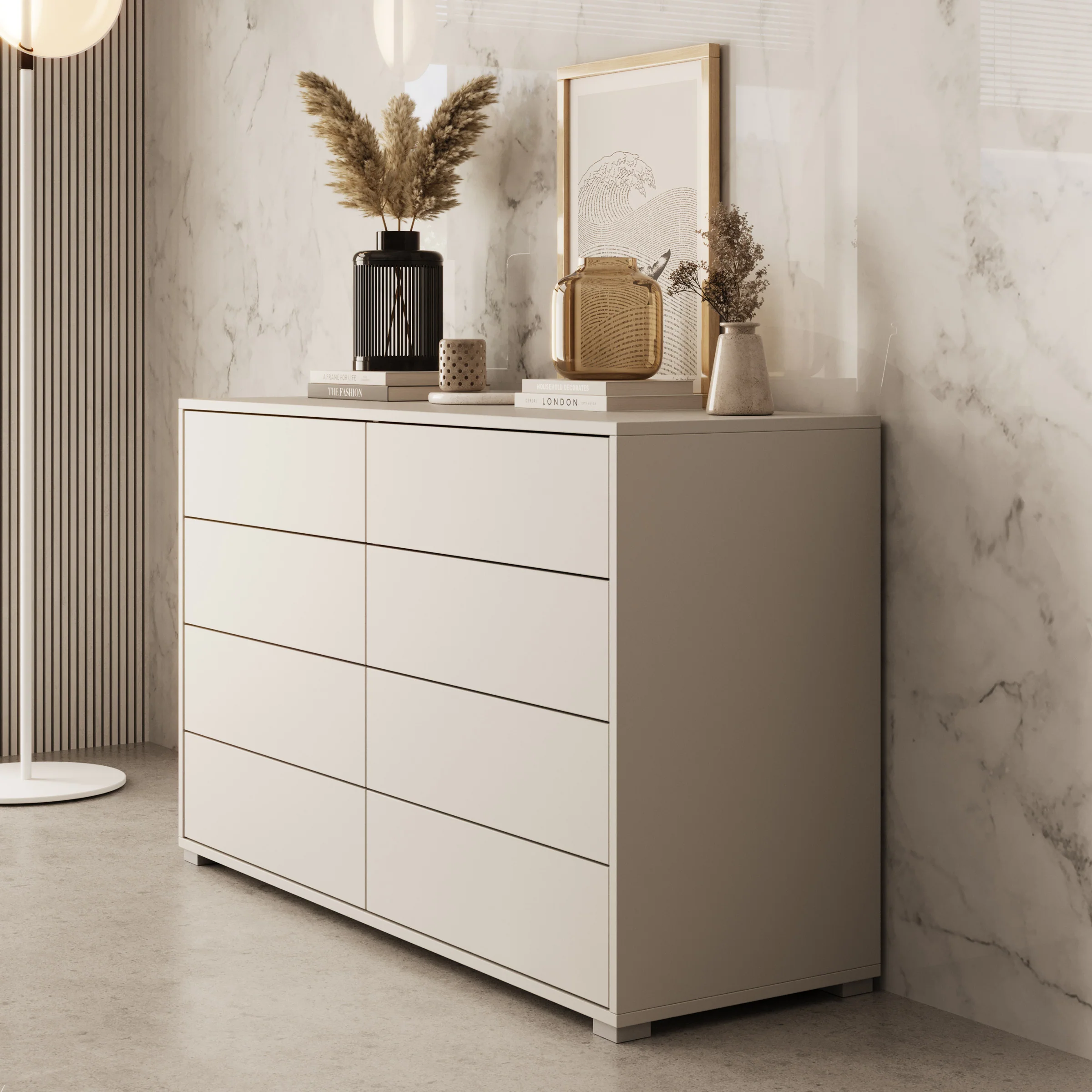 Gideon - Ladekast 8 lades - Beige - 120x41x93 cm - Image 4