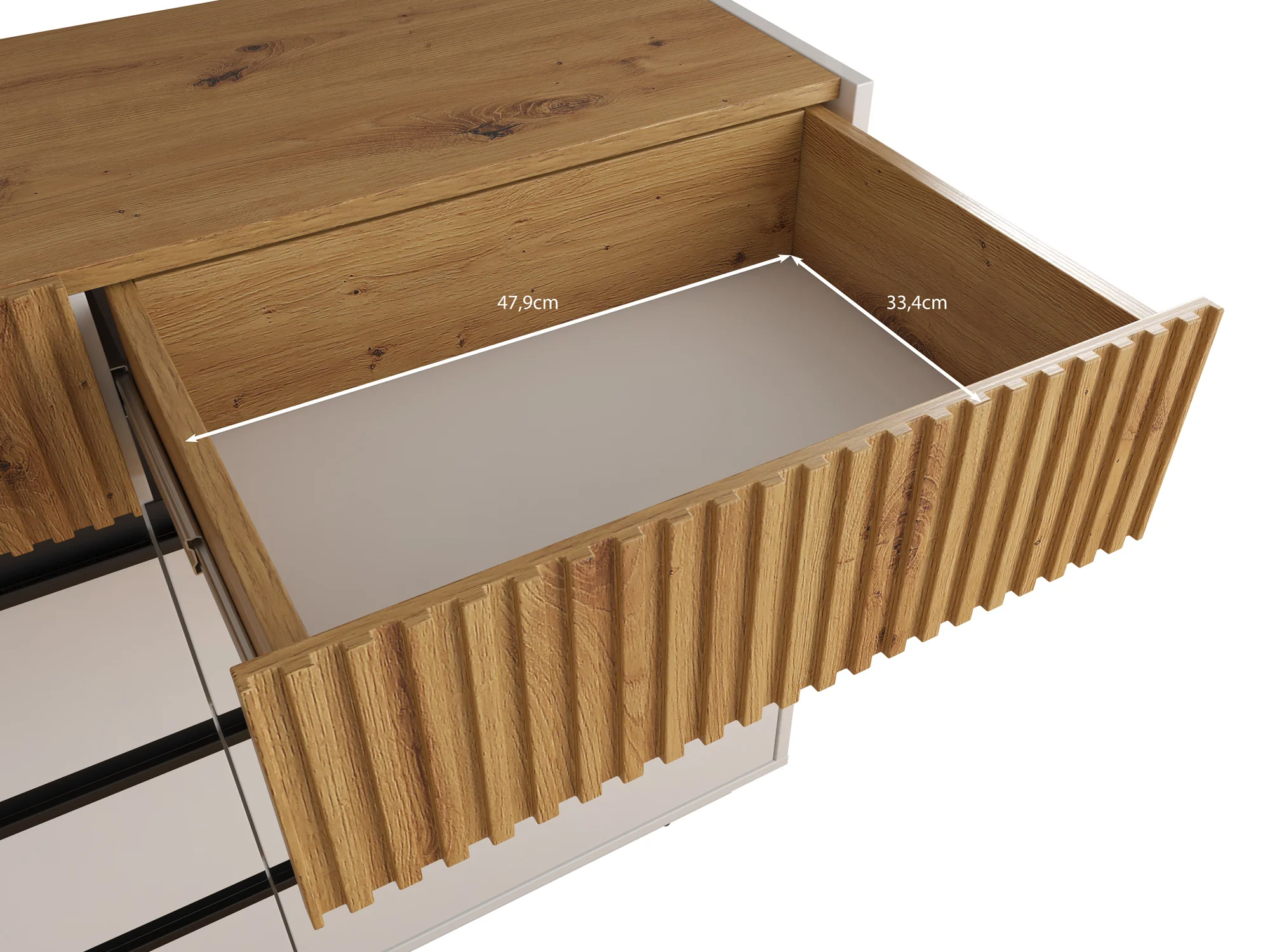 Ladekast Madeline 3 - Wit - 112x40x87 cm - Image 5