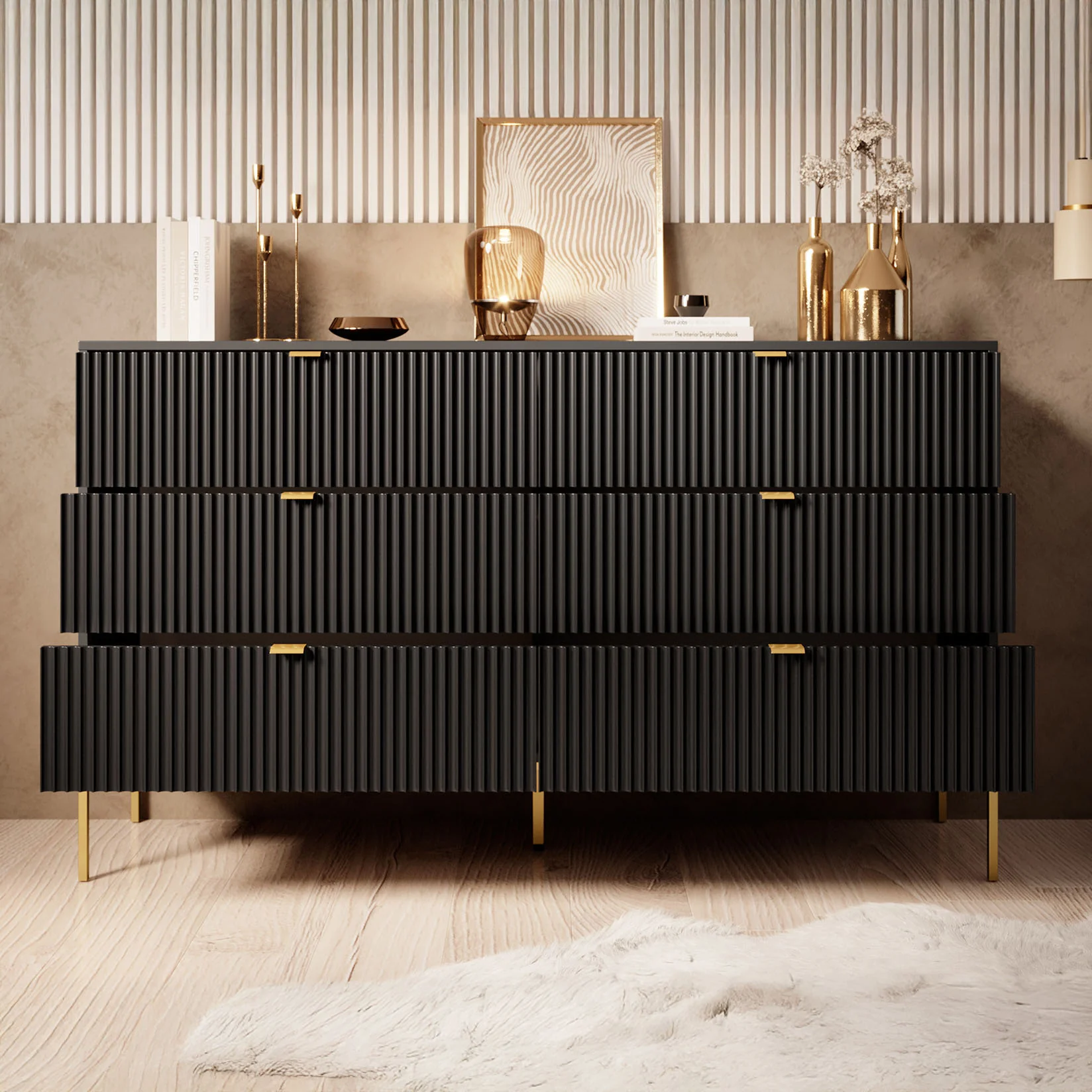 Ladekast Navil 2 - Zwart - 154x39x91 cm - Image 2
