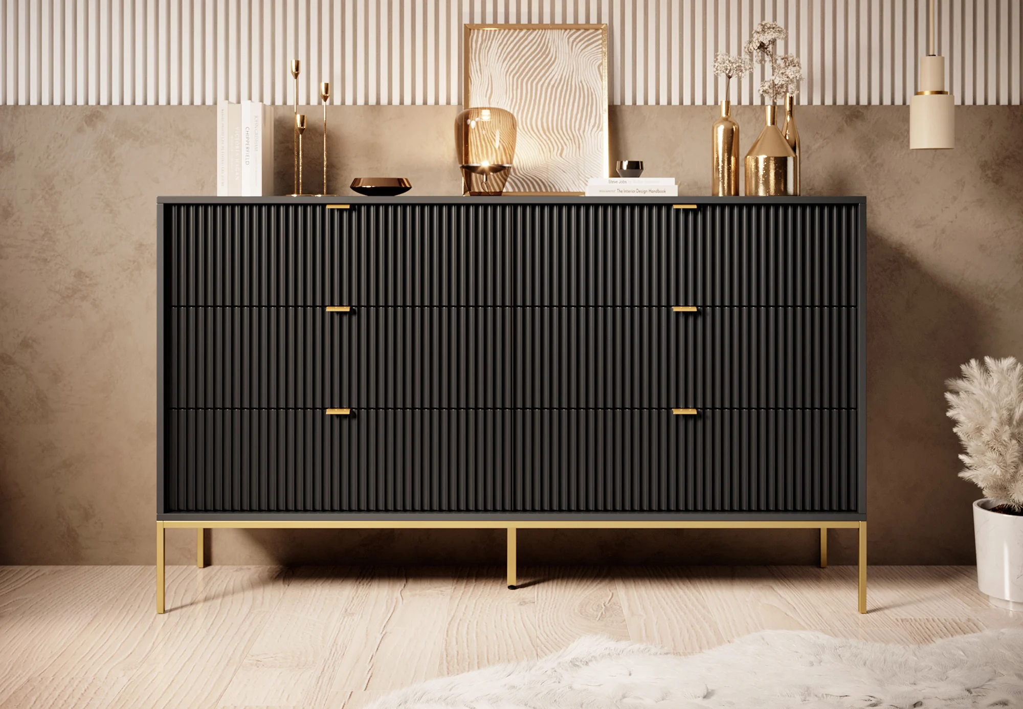 Ladekast Navil 2 - Zwart - 154x39x91 cm - Image 3