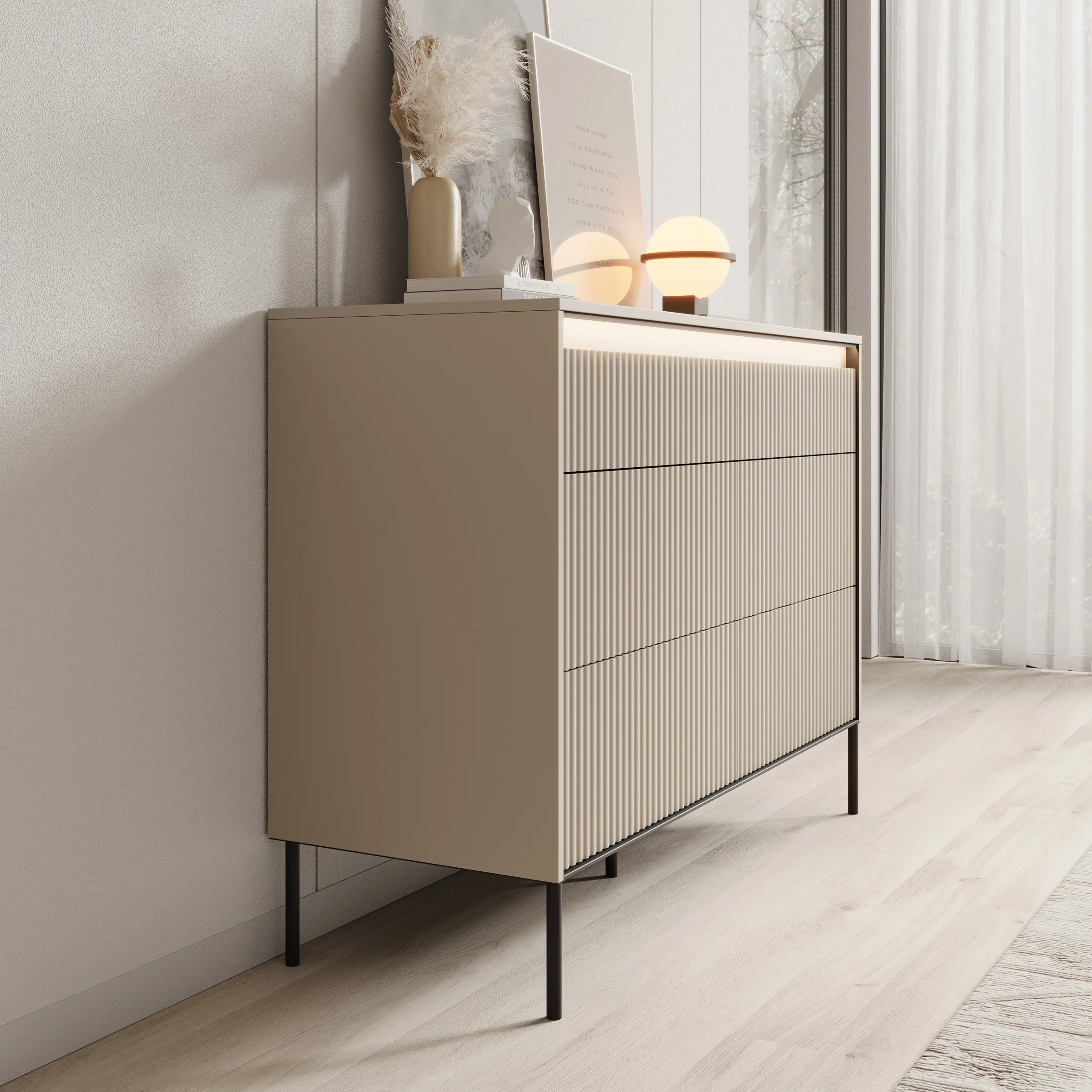 Timoteo - Ladekast - Beige - 130x47x94 cm - Image 4