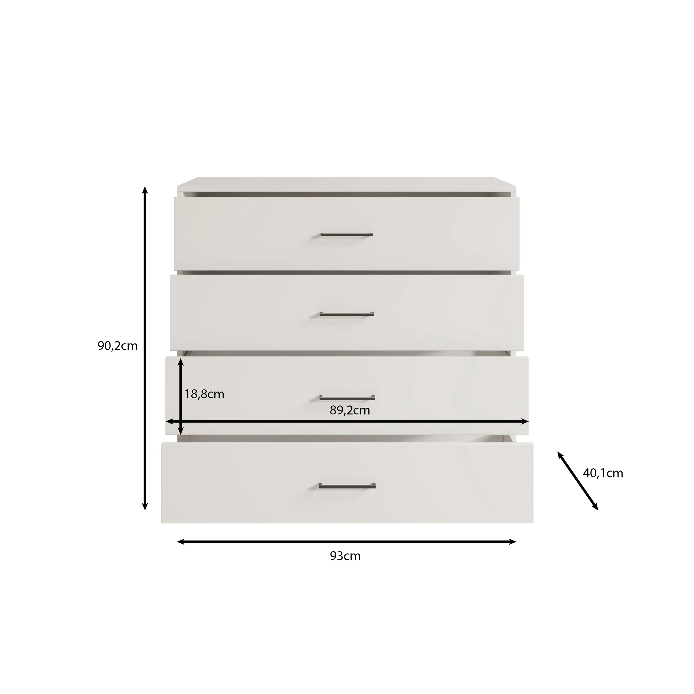 Ladekast Vidor - Wit - 93x40x90 cm - Image 5