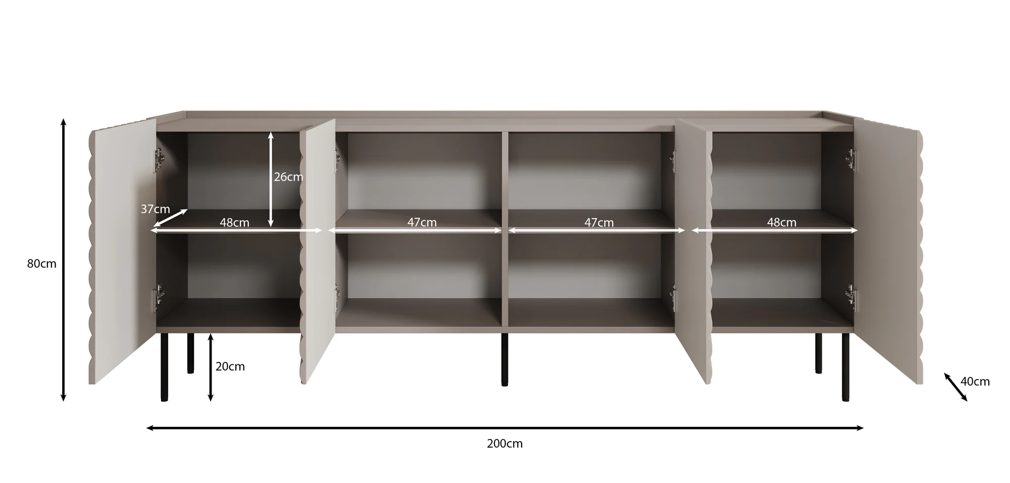 Laguna - Dressoir - Beige - 200x40x80 cm - Image 5